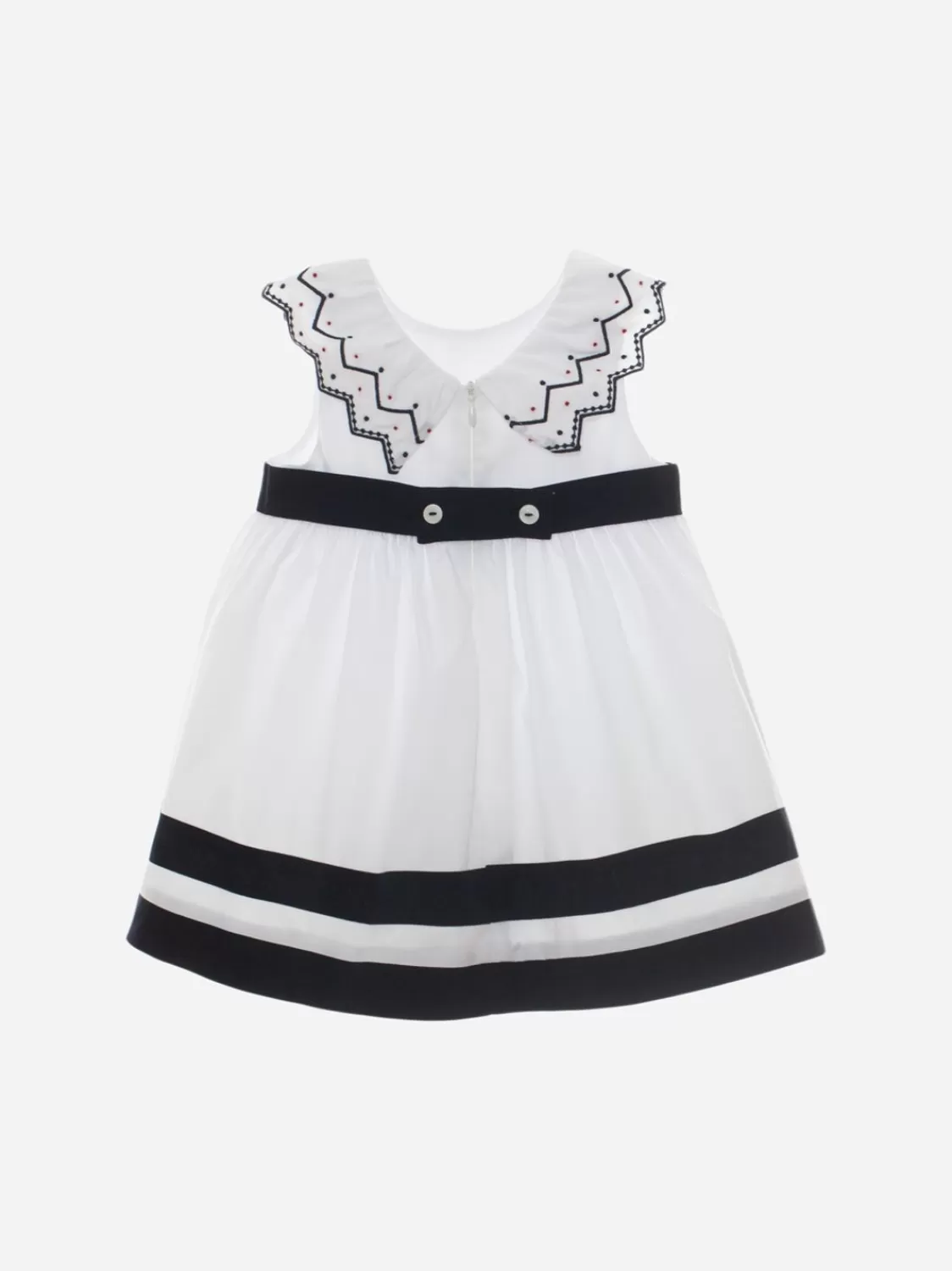 Baby Patachou Meisjes Witte En Marineblauwe Jurk
