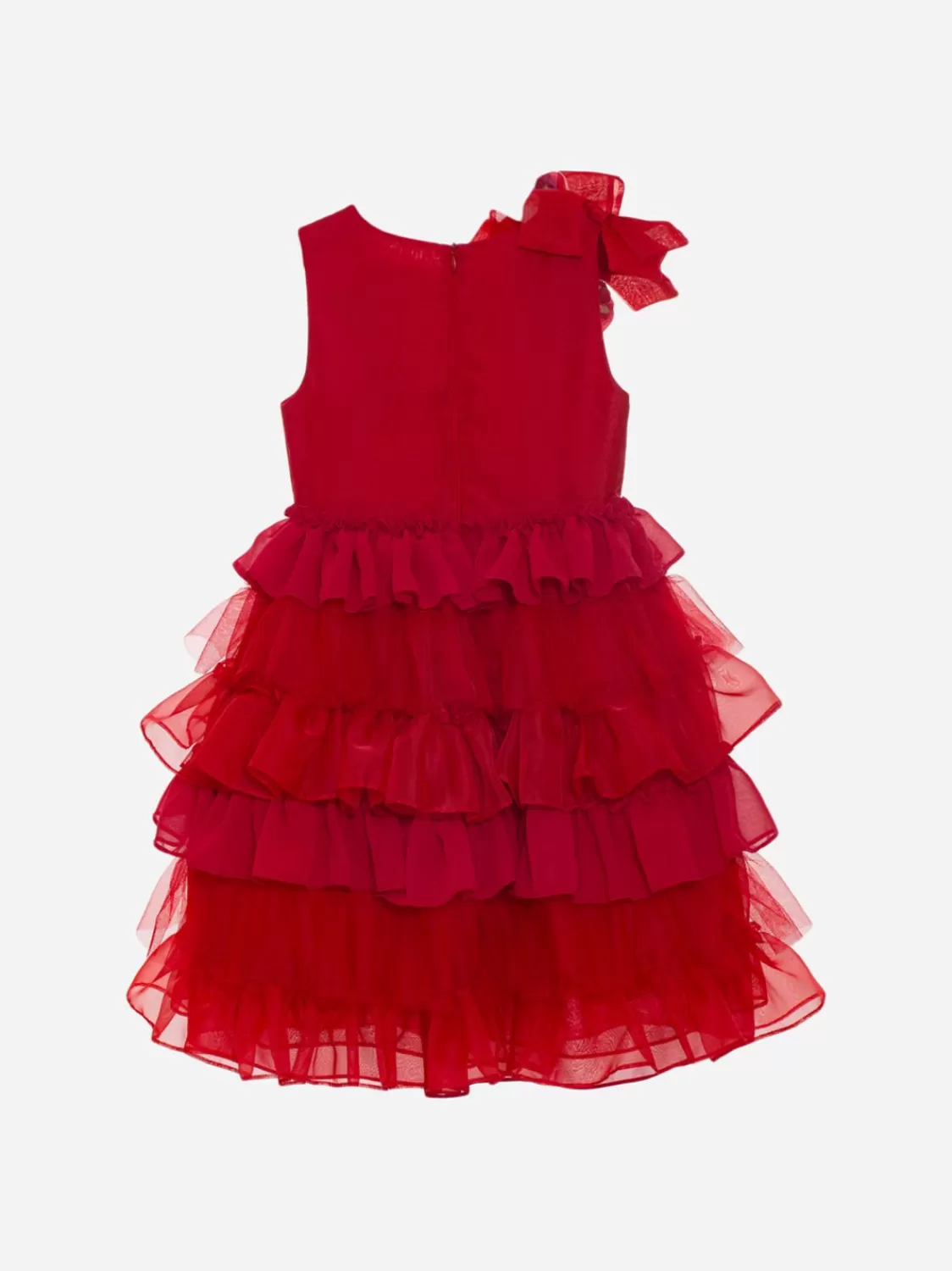 Meisje Patachou Rode Couture-Jurk Met Bloemapplicatie