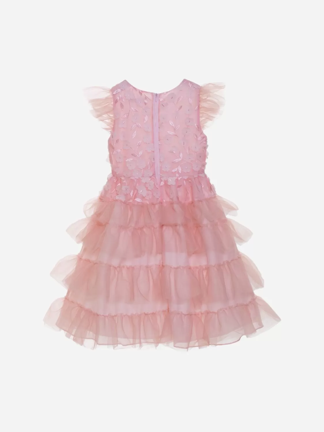 Meisje Patachou Roze Couture-Jurk Versierd Met Bloemen