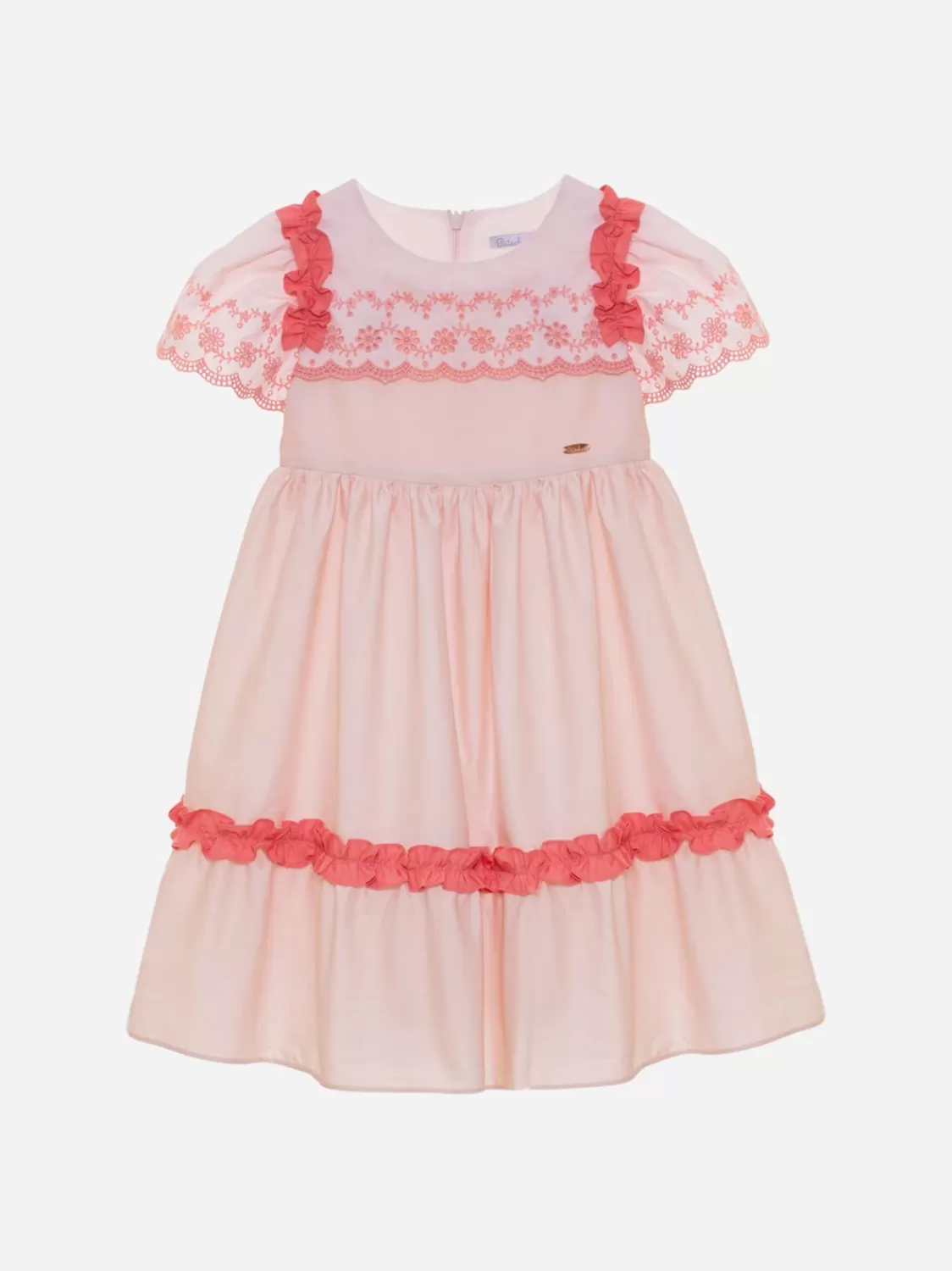 Meisje Patachou Roze En Koraaljurk Met Korte Mouwen Voor Kinderen