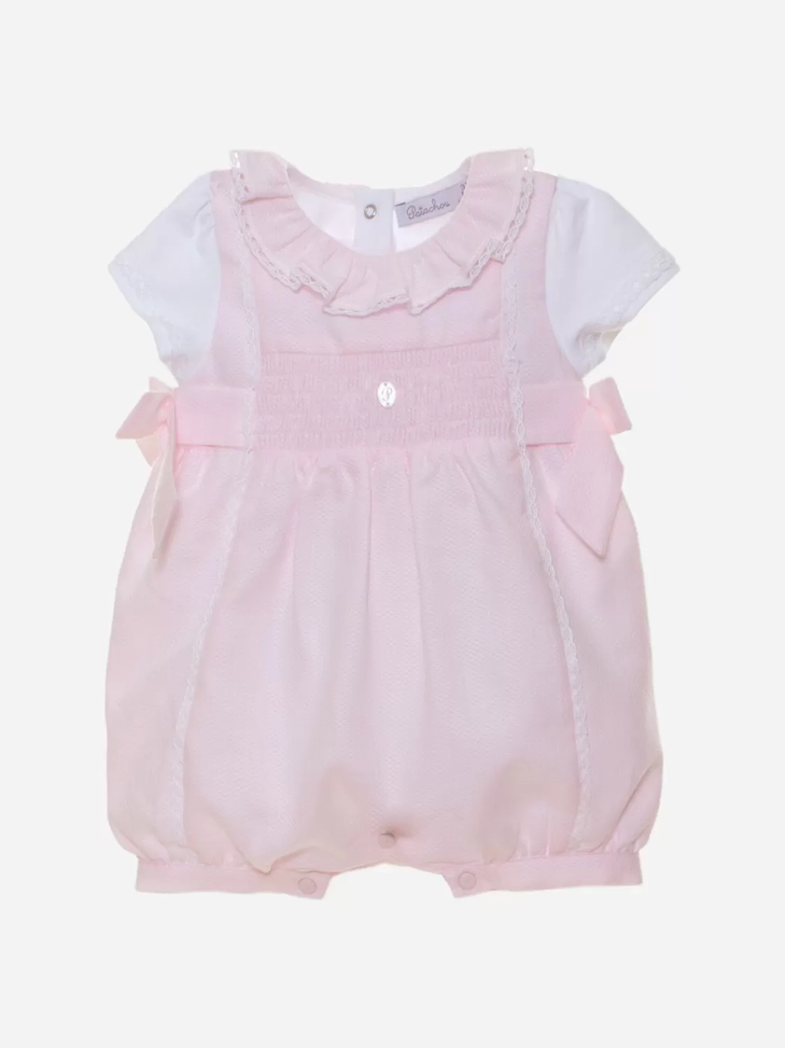 Baby Patachou Roze En Witte Jumpsuit Met Strikken