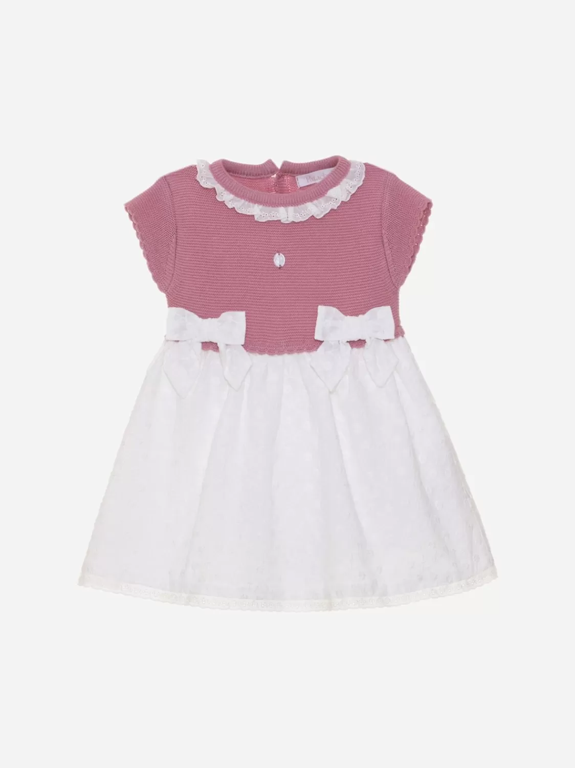 Baby Patachou Roze Gebreide En Voile Jurk