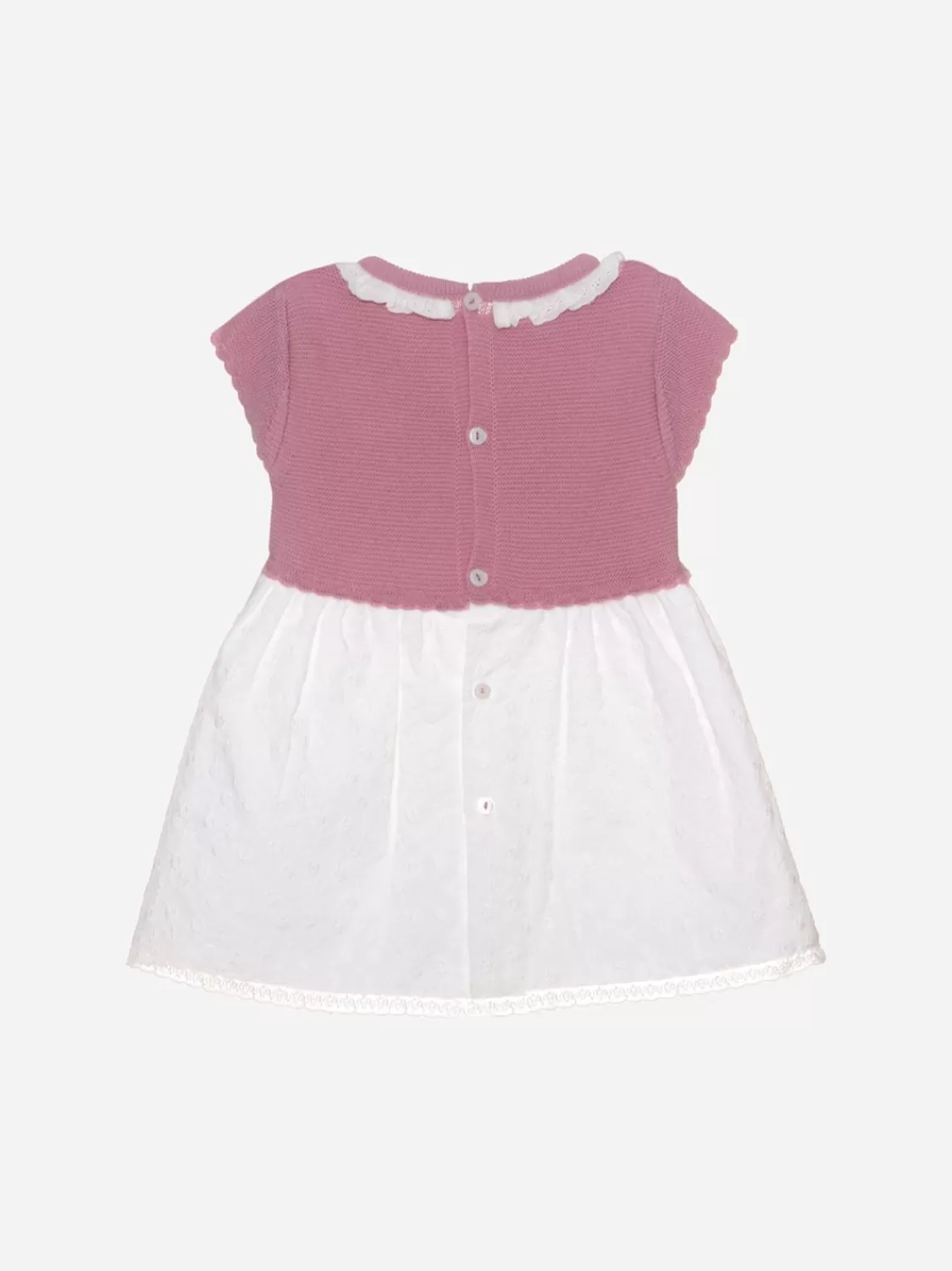 Baby Patachou Roze Gebreide En Voile Jurk