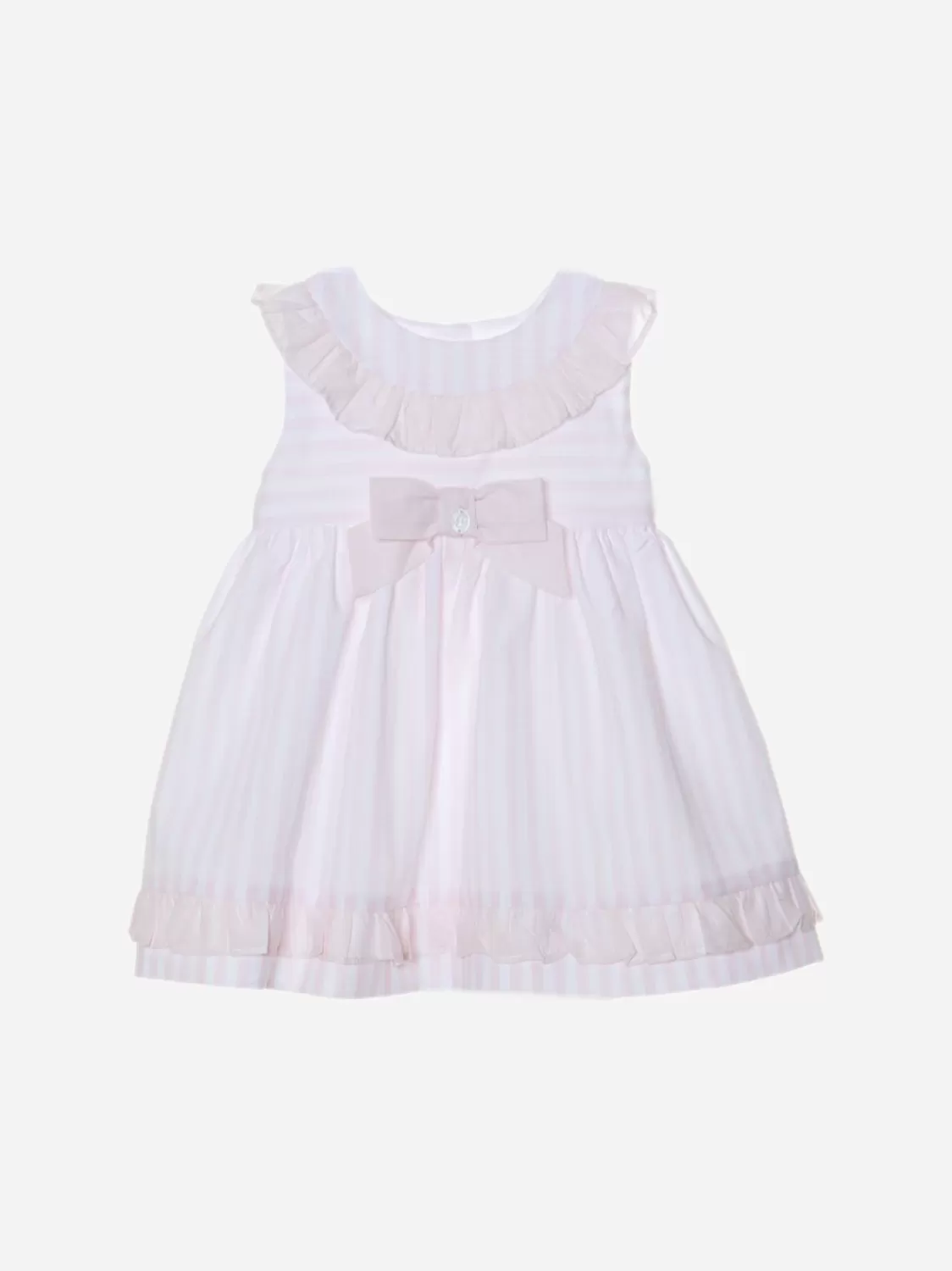 Baby Patachou Roze Gestreepte Jurk Met Frilly Kraag En Strik