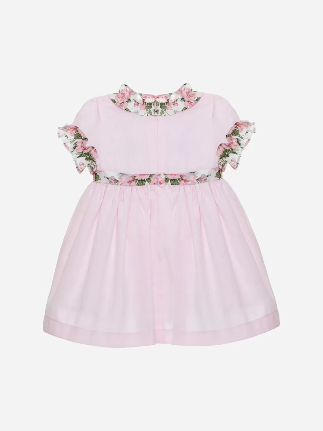Baby Patachou Roze Jurk Gemaakt Van Voile Met Ruches In Liberty-Print
