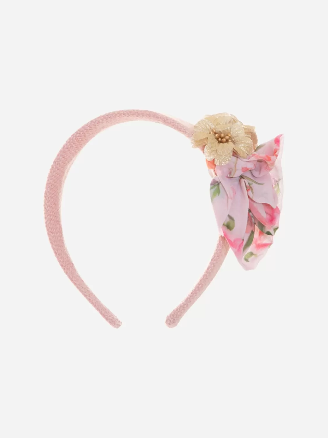 Meisje Patachou Roze Strohoofdband Met Bloemen