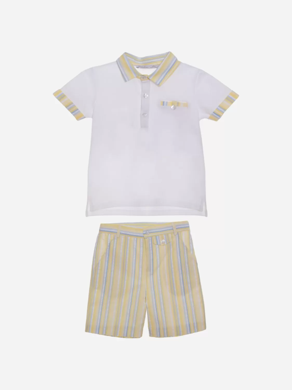 Jongen Patachou Set Geel Gestreepte Shorts
