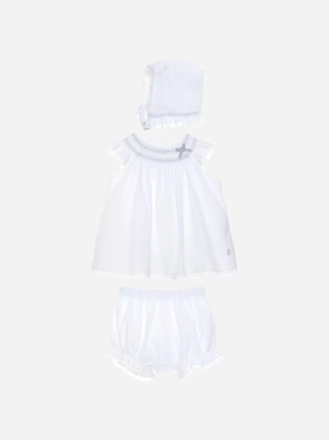 Baby Patachou Set Met Witte Pet, Blouse En Korte Broek Voor Meisjes