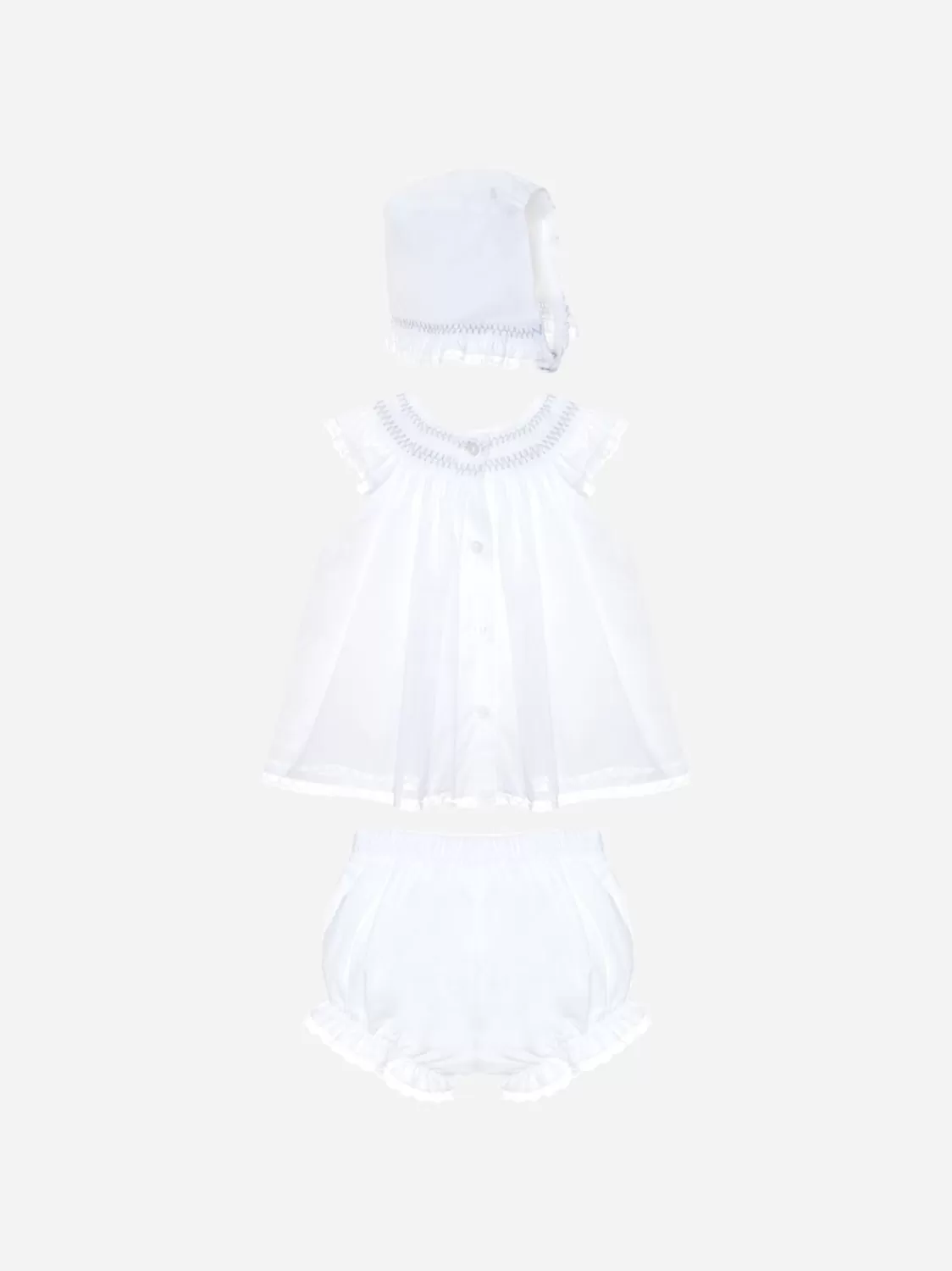 Baby Patachou Set Met Witte Pet, Blouse En Korte Broek Voor Meisjes