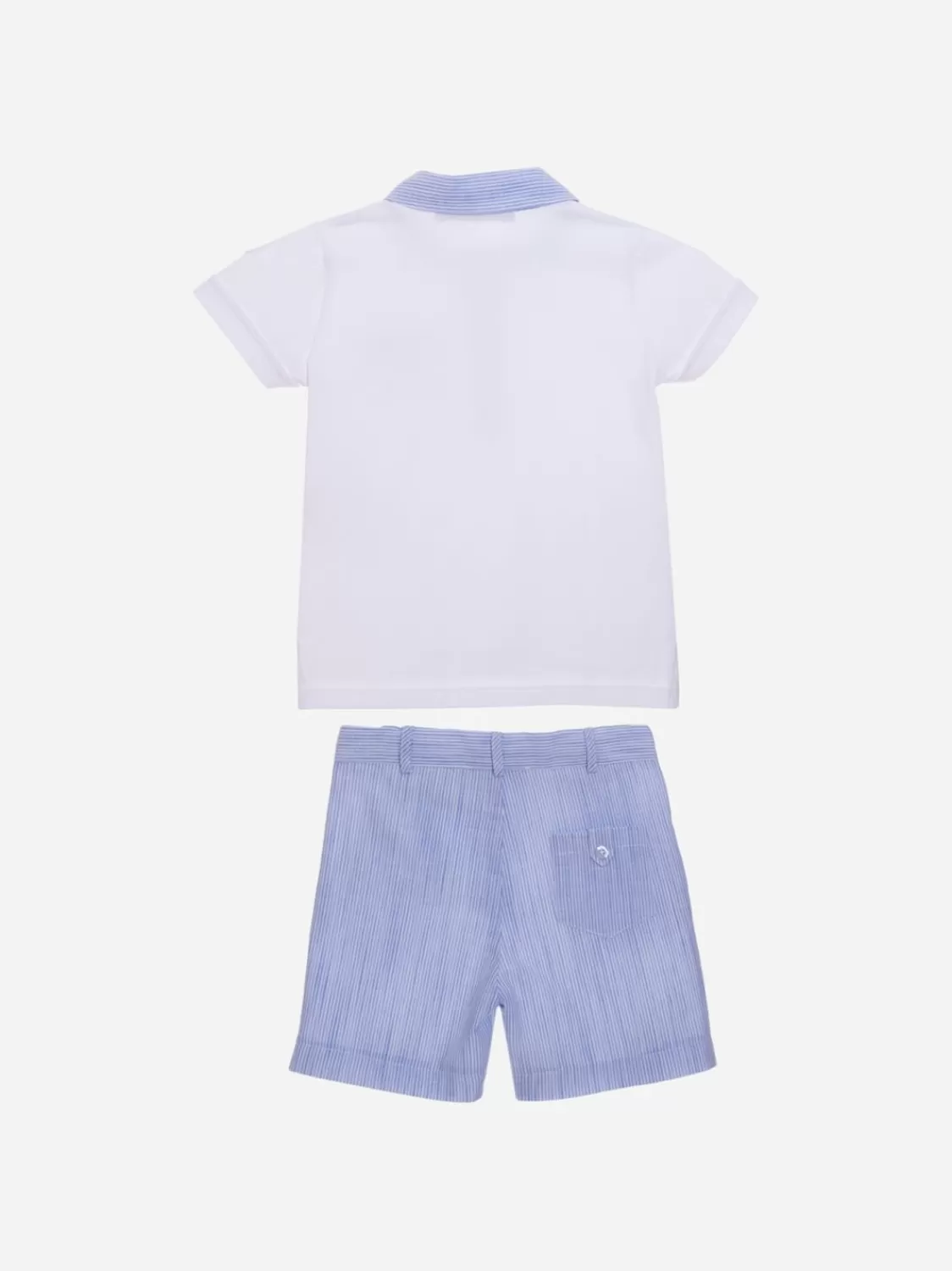Baby Patachou Set Van Wit En Blauw T-Shirt En Korte Broek