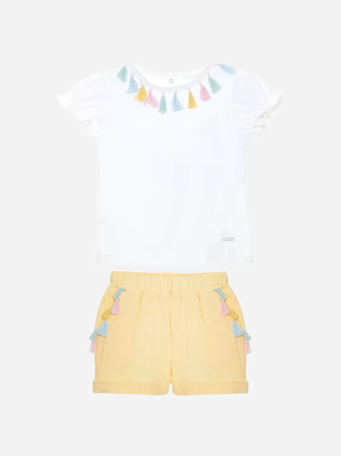 Baby Patachou Set Van Wit T-Shirt En Gele Korte Broek