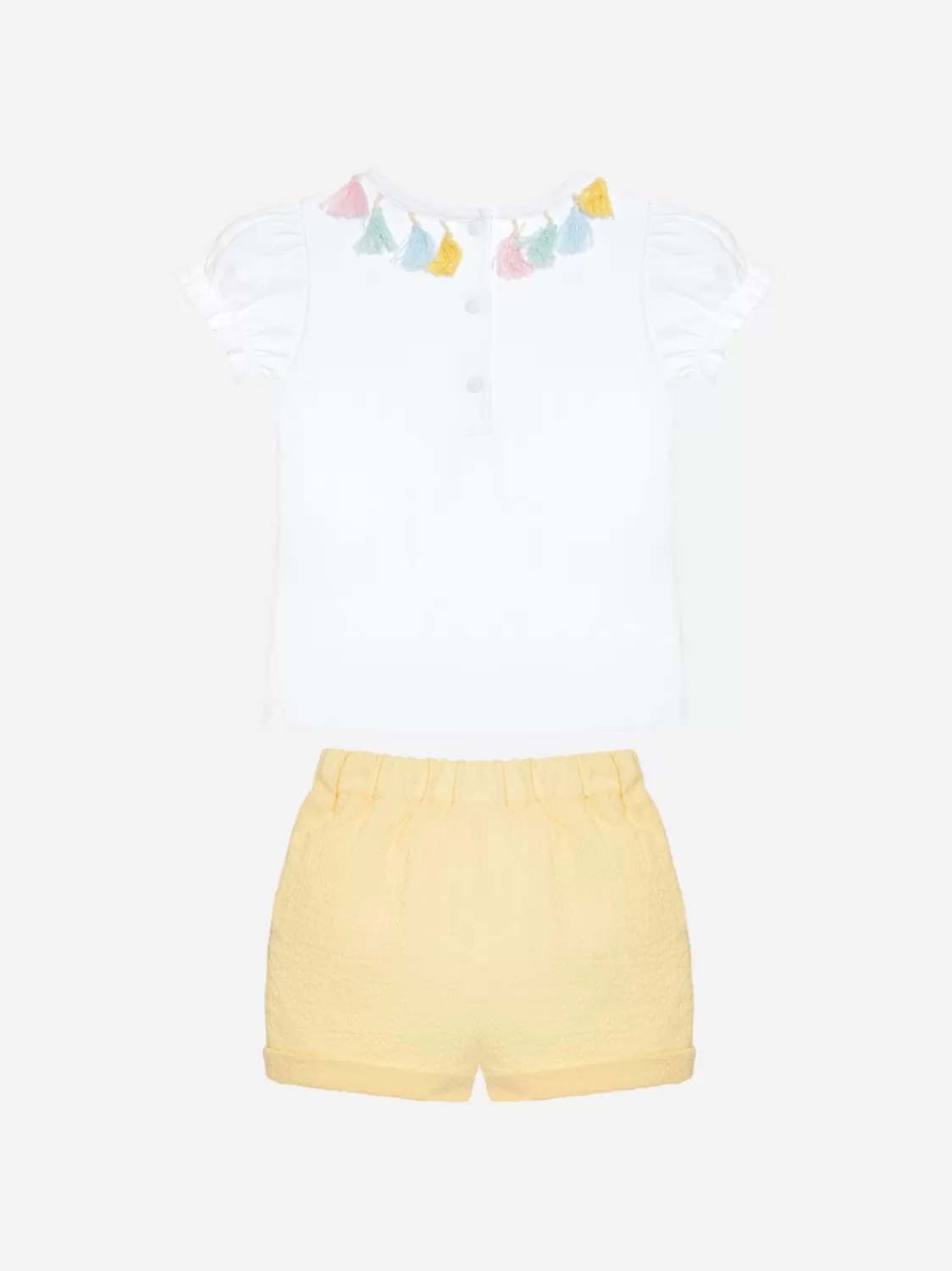 Baby Patachou Set Van Wit T-Shirt En Gele Korte Broek