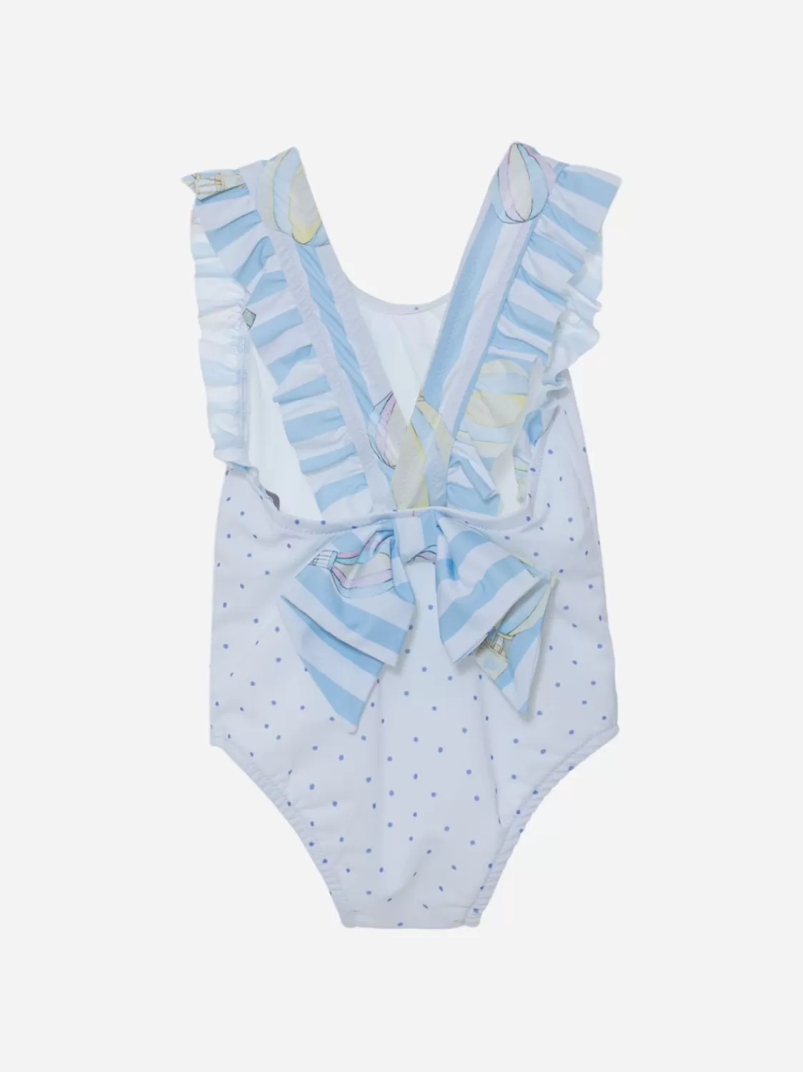 Baby Patachou Wit Badpak Voor Meisjes Versierd Met Blauwe Ballenprint