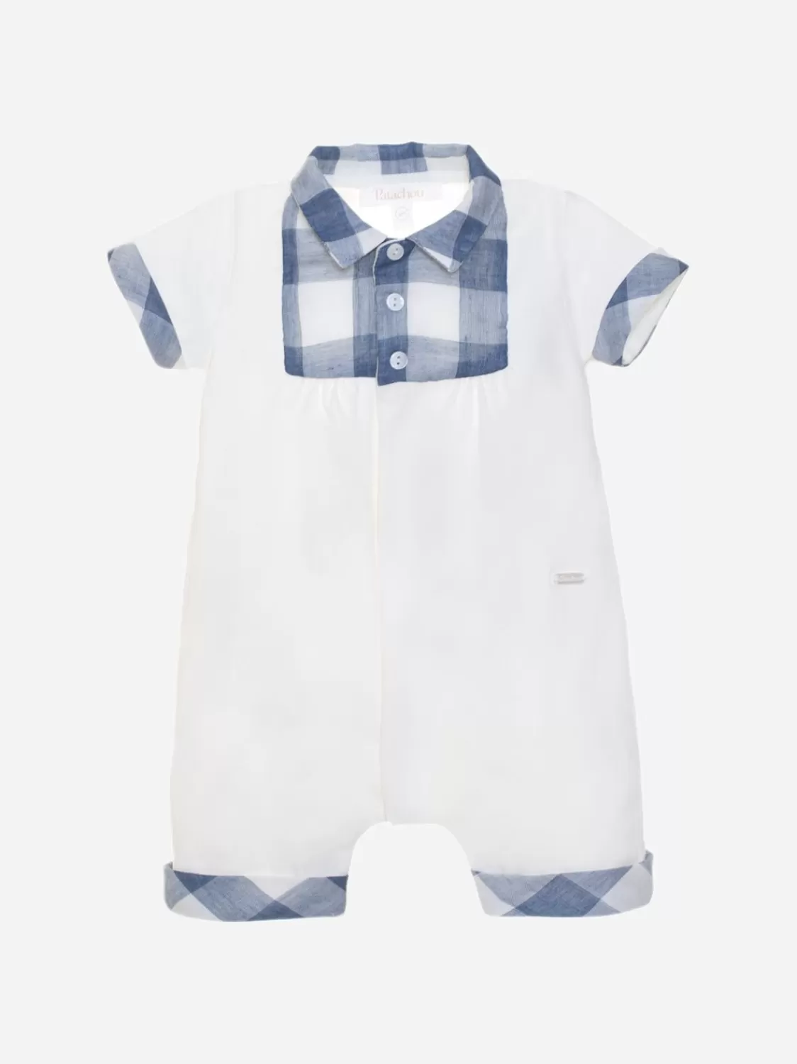 Baby Patachou Wit En Blauw Geruit Rompertje