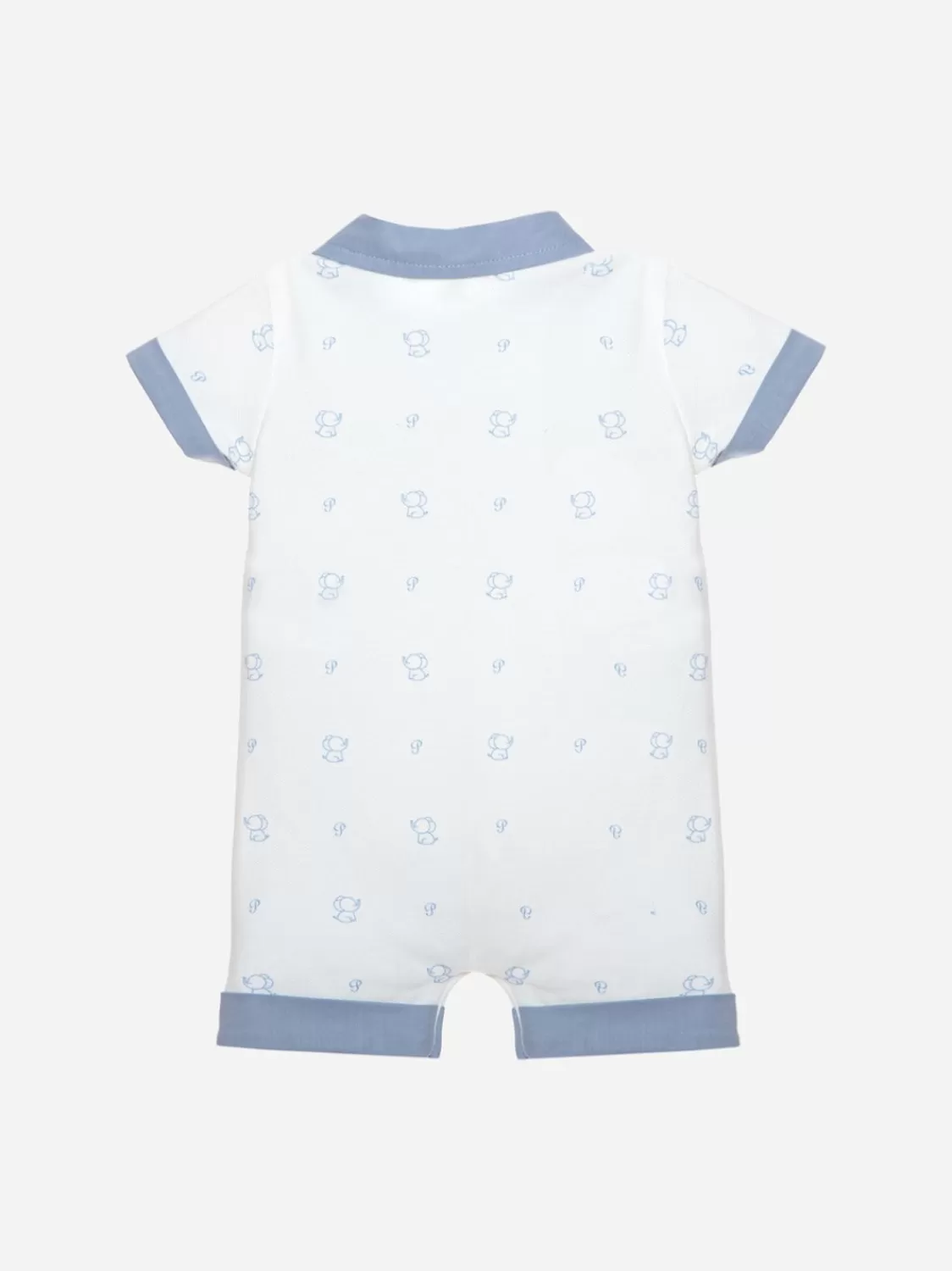Baby Patachou Wit En Blauw Rompertje Met Olifantenprint