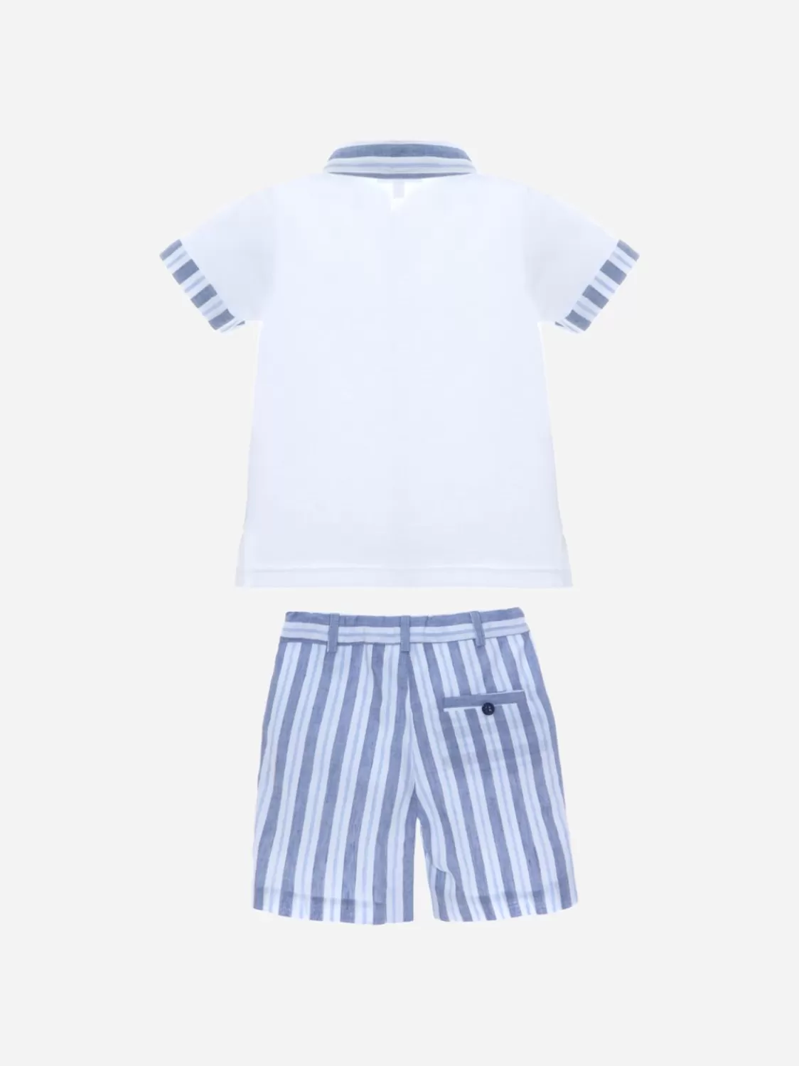 Baby Patachou Wit En Marineblauw Gestreepte Polo En Shorts