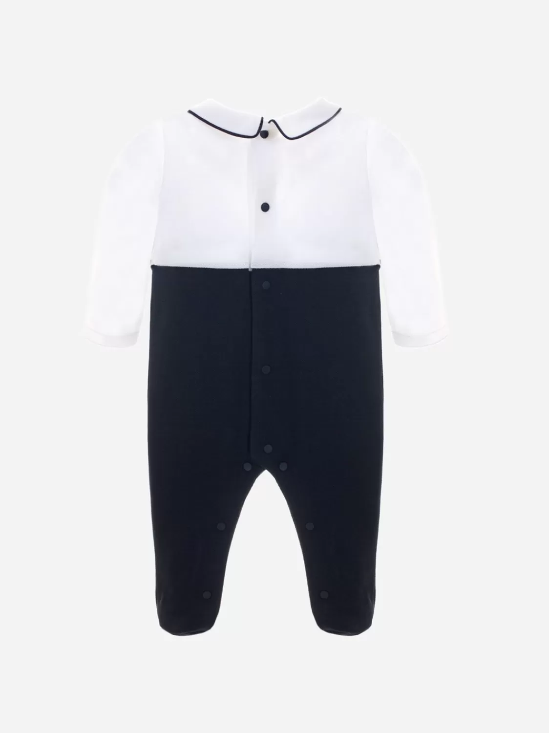 Baby Patachou Wit En Marineblauw Jersey Babypakje