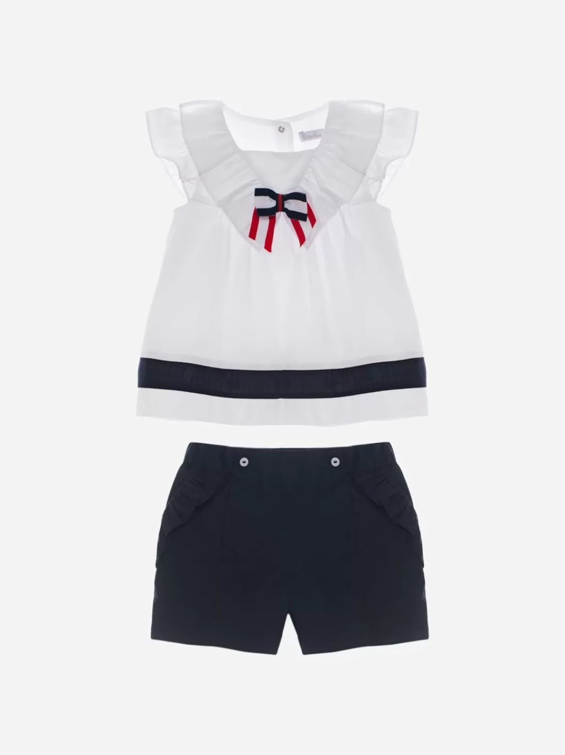 Baby Patachou Wit En Marineblauw Meisjesset
