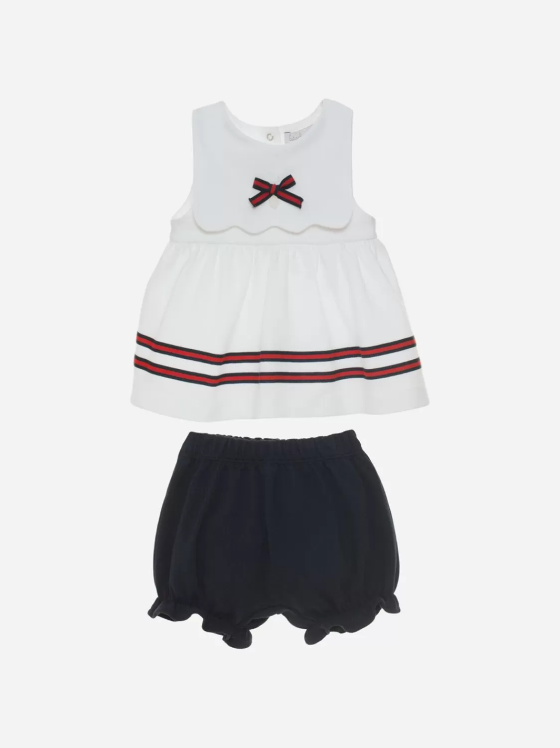 Baby Patachou Wit En Marineblauw Setje Van Pique Jersey