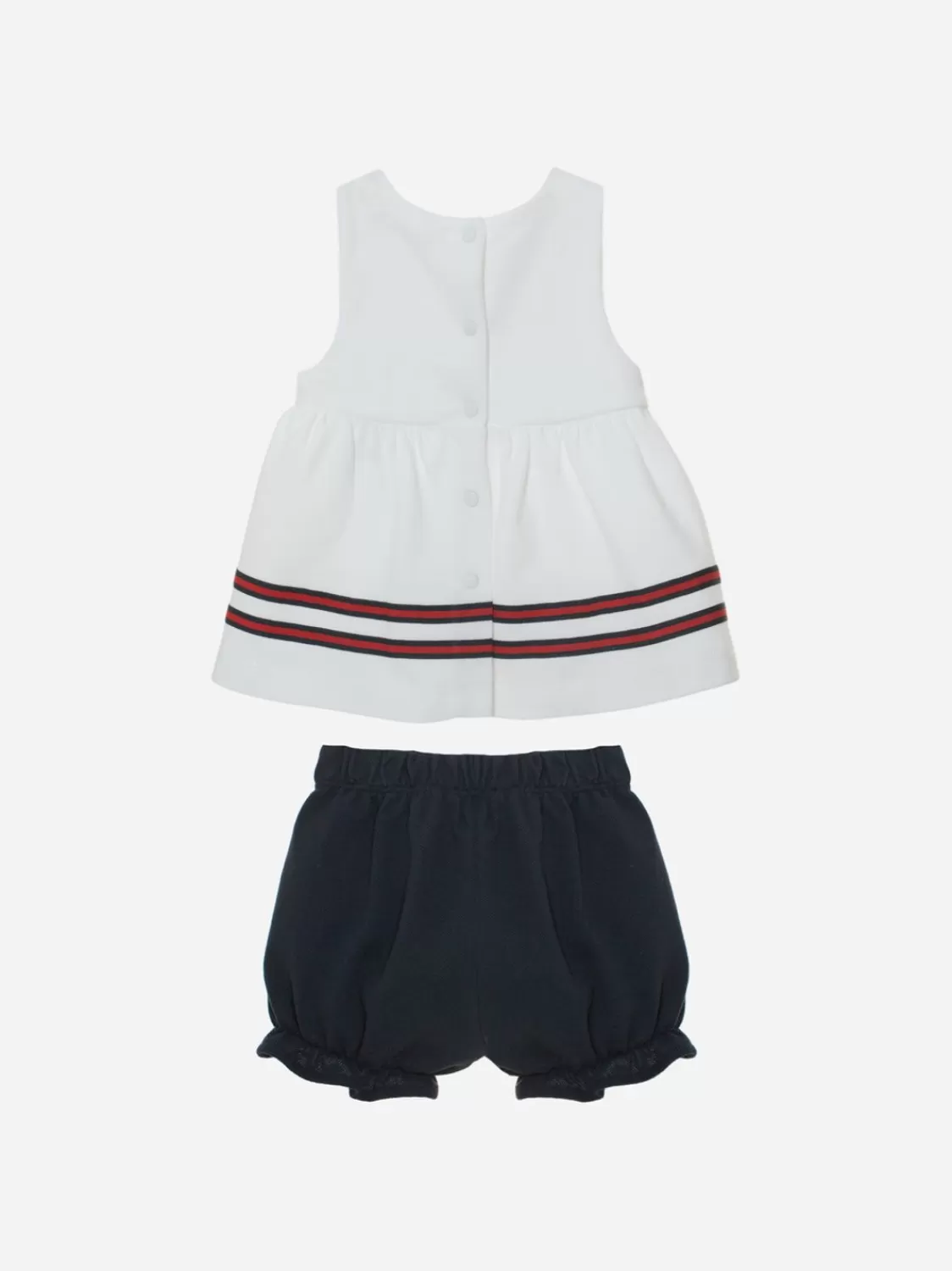 Baby Patachou Wit En Marineblauw Setje Van Pique Jersey