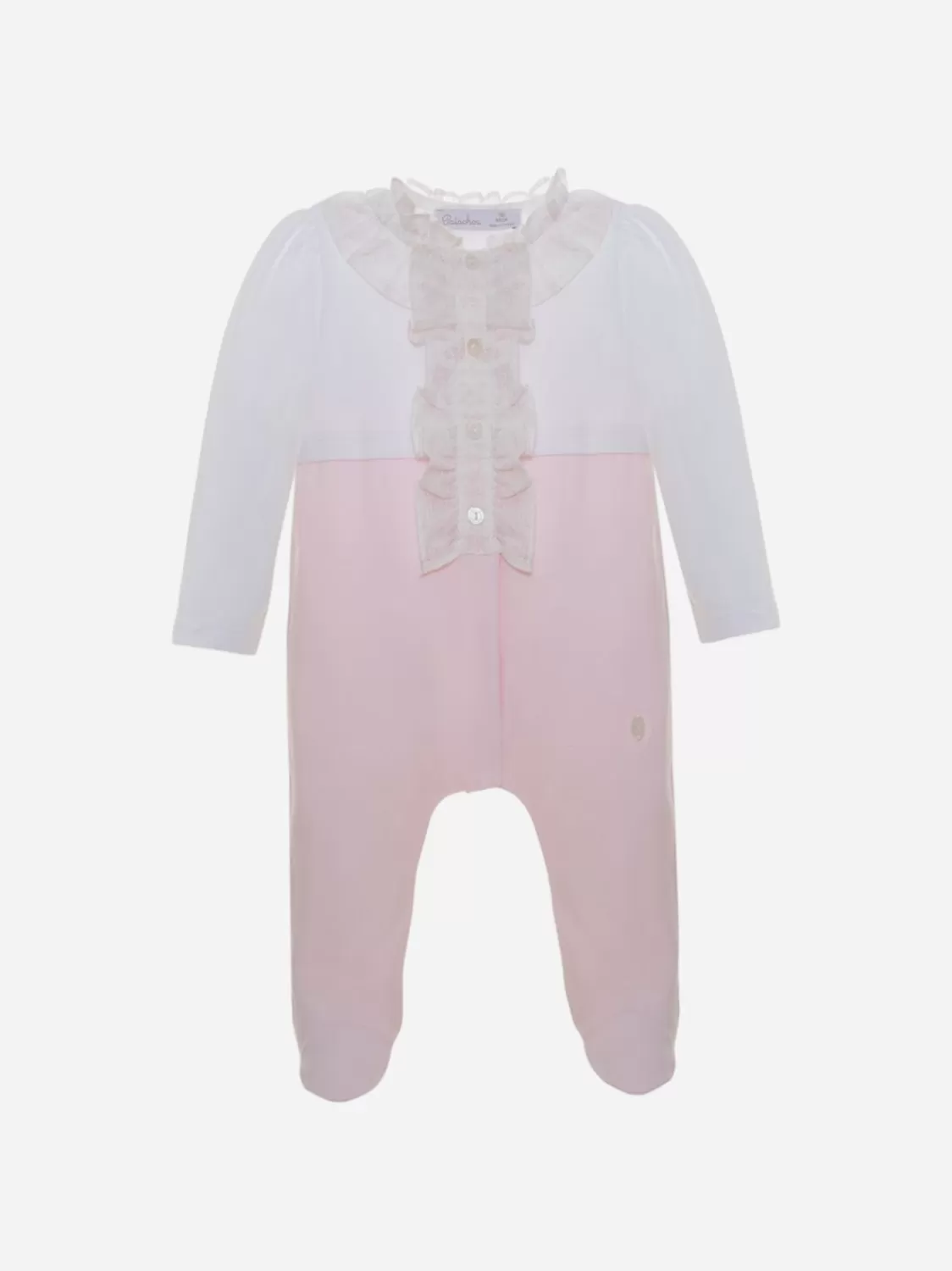 Baby Patachou Wit En Roze Babypakje Met Lange Mouwen