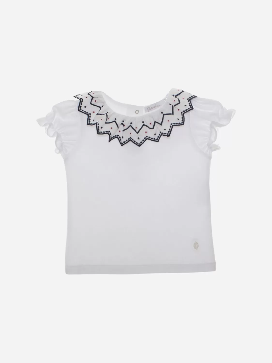 Baby Patachou Wit Jersey T-Shirt Met Ruches