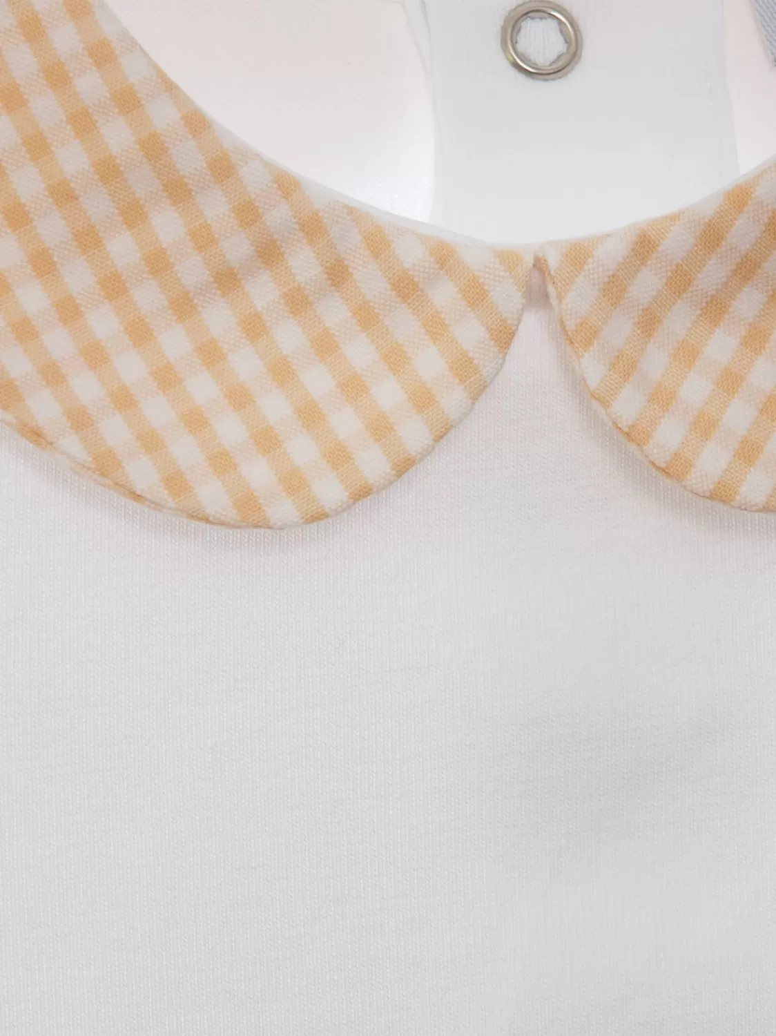 Baby Patachou Wit Katoenen Rompertje Voor Babyjongens Met Geruite Ronde Kraag
