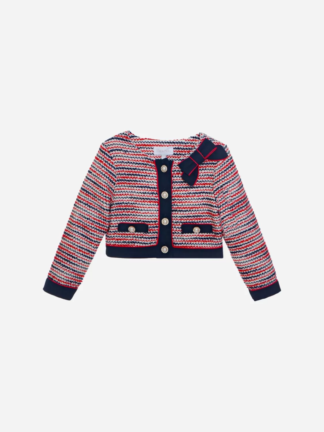 Meisje Patachou Wit, Rood En Marineblauw Gebreid Jack