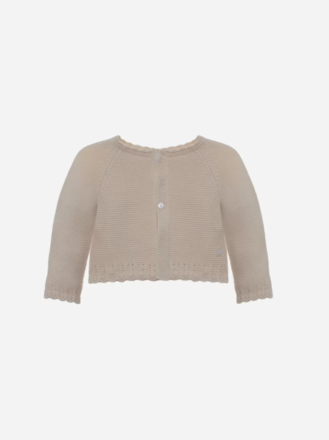 Baby Patachou Wit Tricot Vest Met Lange Mouwen