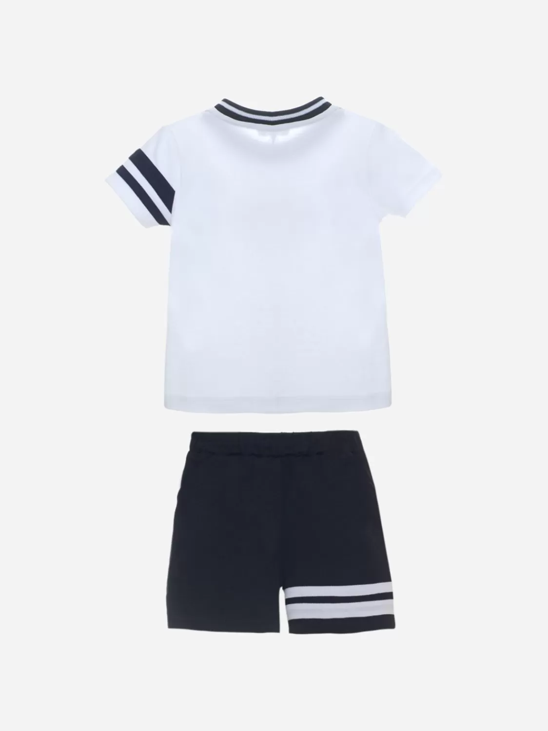 Baby Patachou Wit T-Shirt En Marineblauwe Shorts