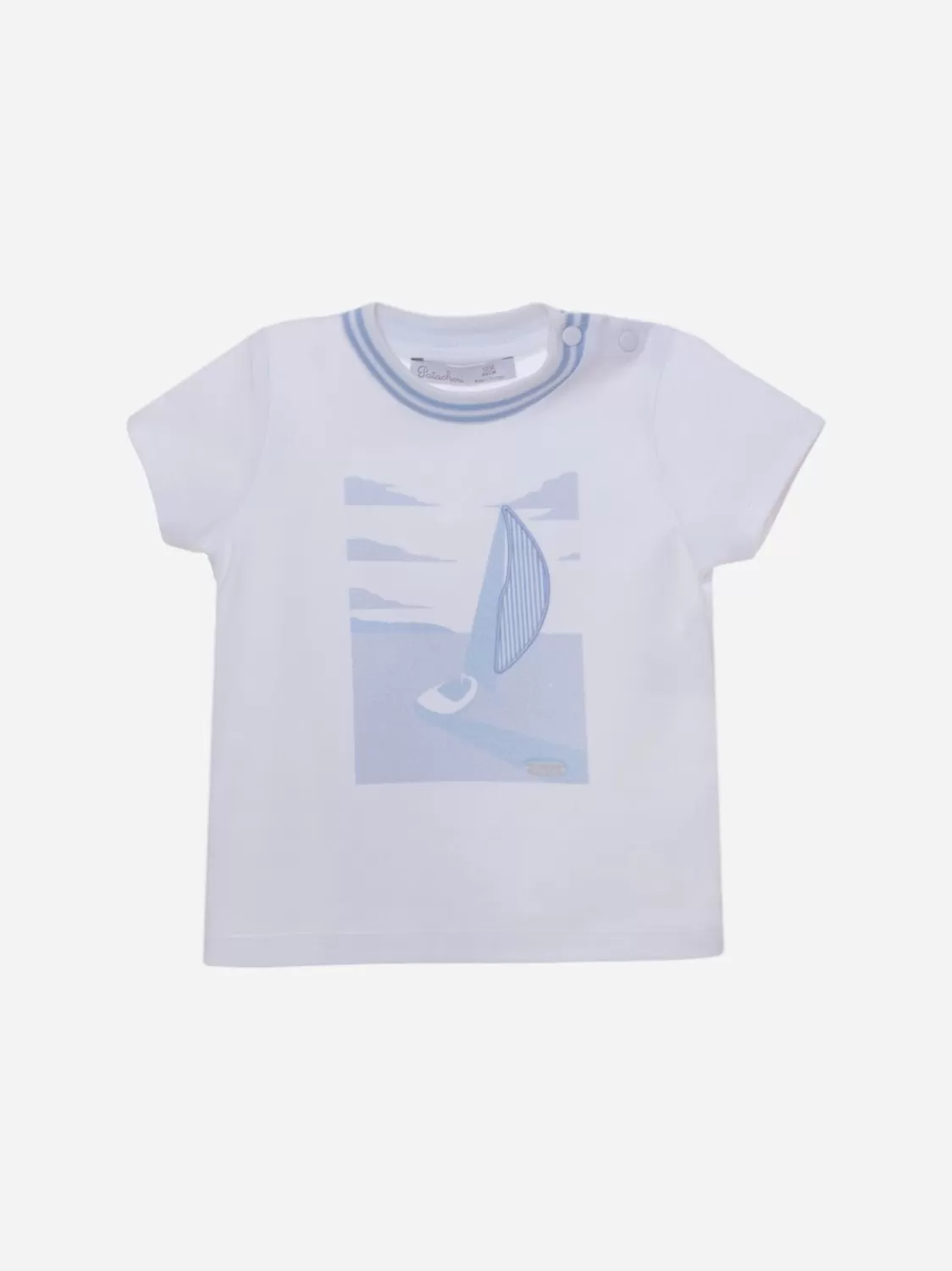 Jongen Patachou Wit T-Shirt Met Bedrukte Boot