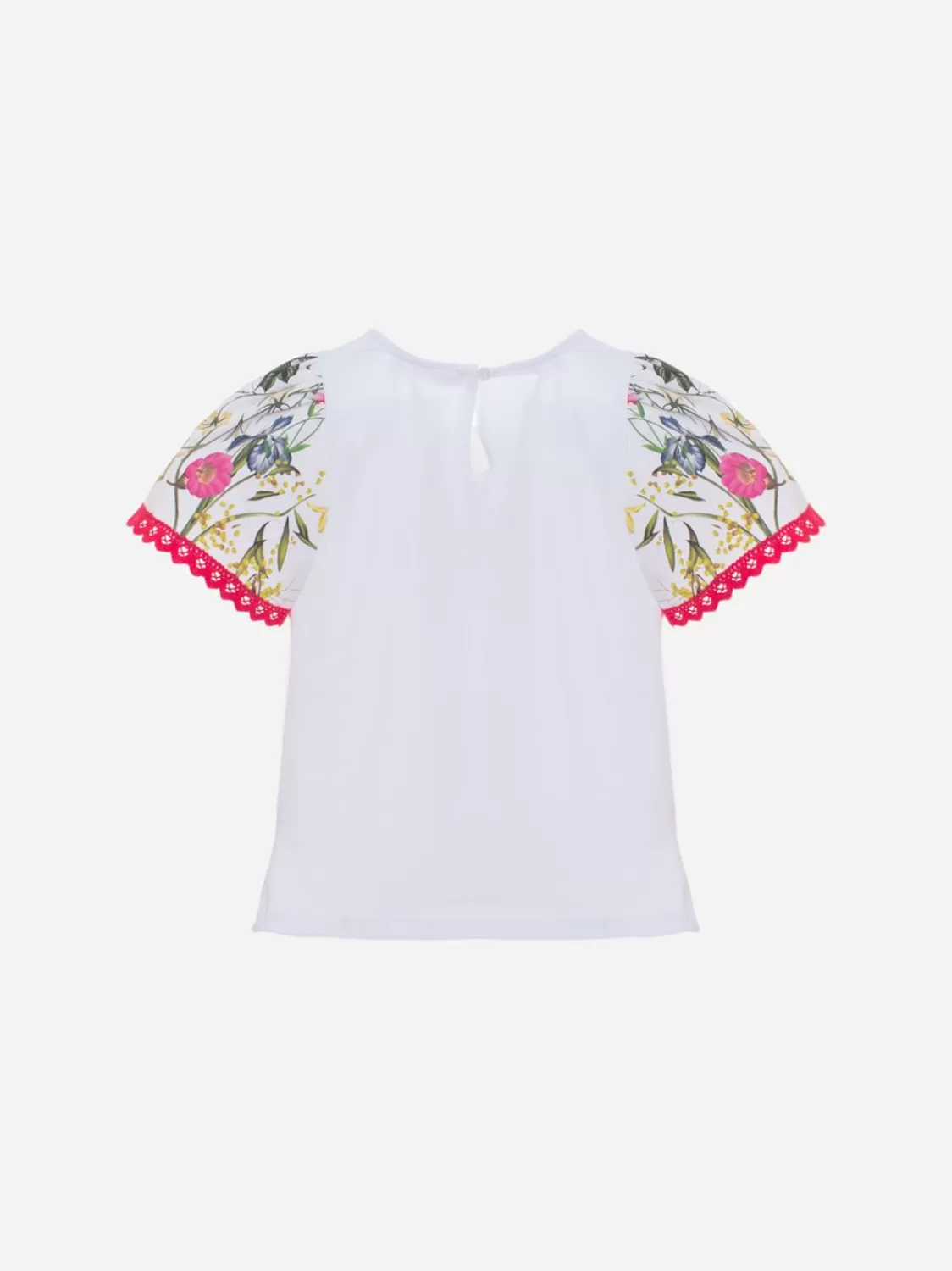 Meisje Patachou Wit T-Shirt Met Botanische Print Voor Kinderen, Meisje