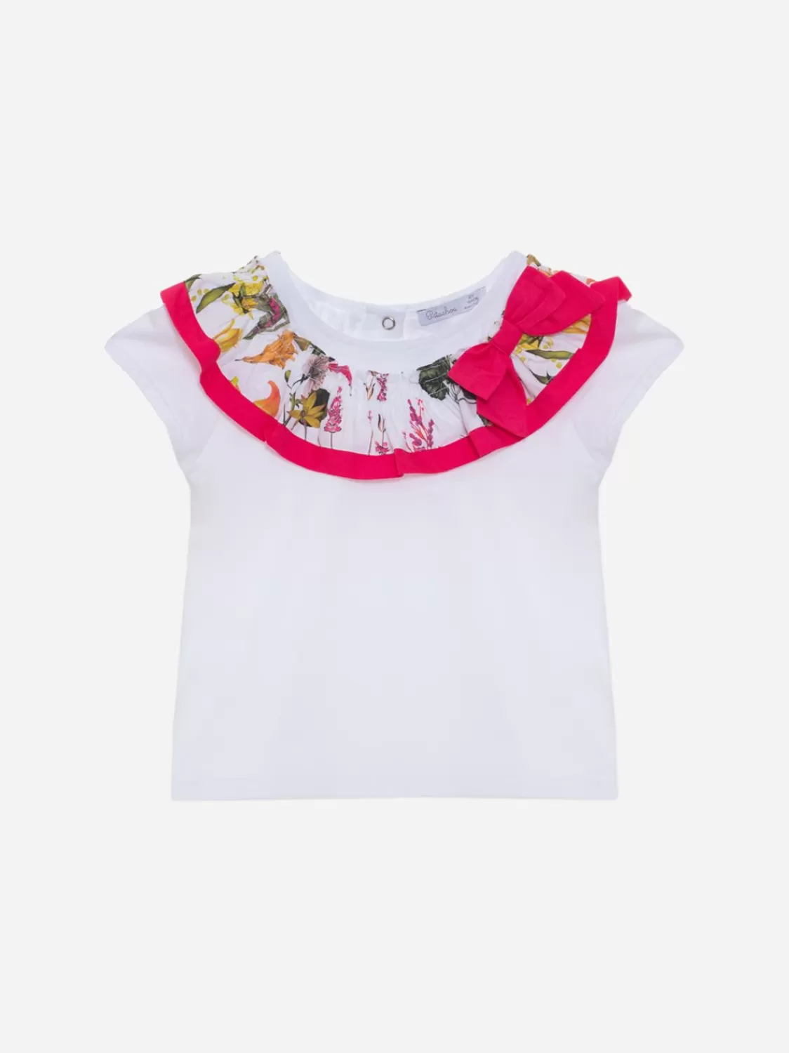 Meisje Patachou Wit T-Shirt Met Kapmouwen Met Botanische Print Voor Kinderen, Meisje