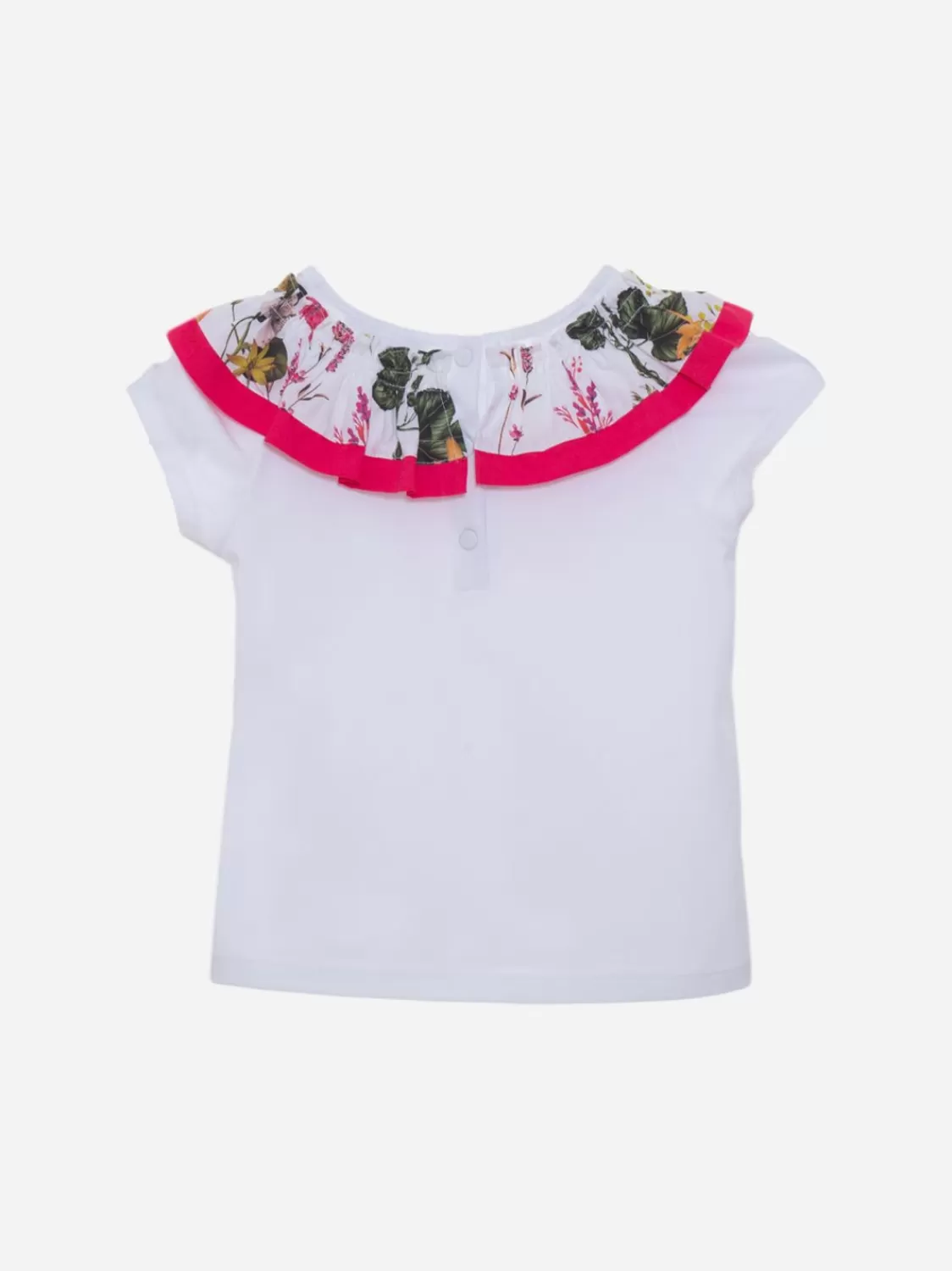 Meisje Patachou Wit T-Shirt Met Kapmouwen Met Botanische Print Voor Kinderen, Meisje