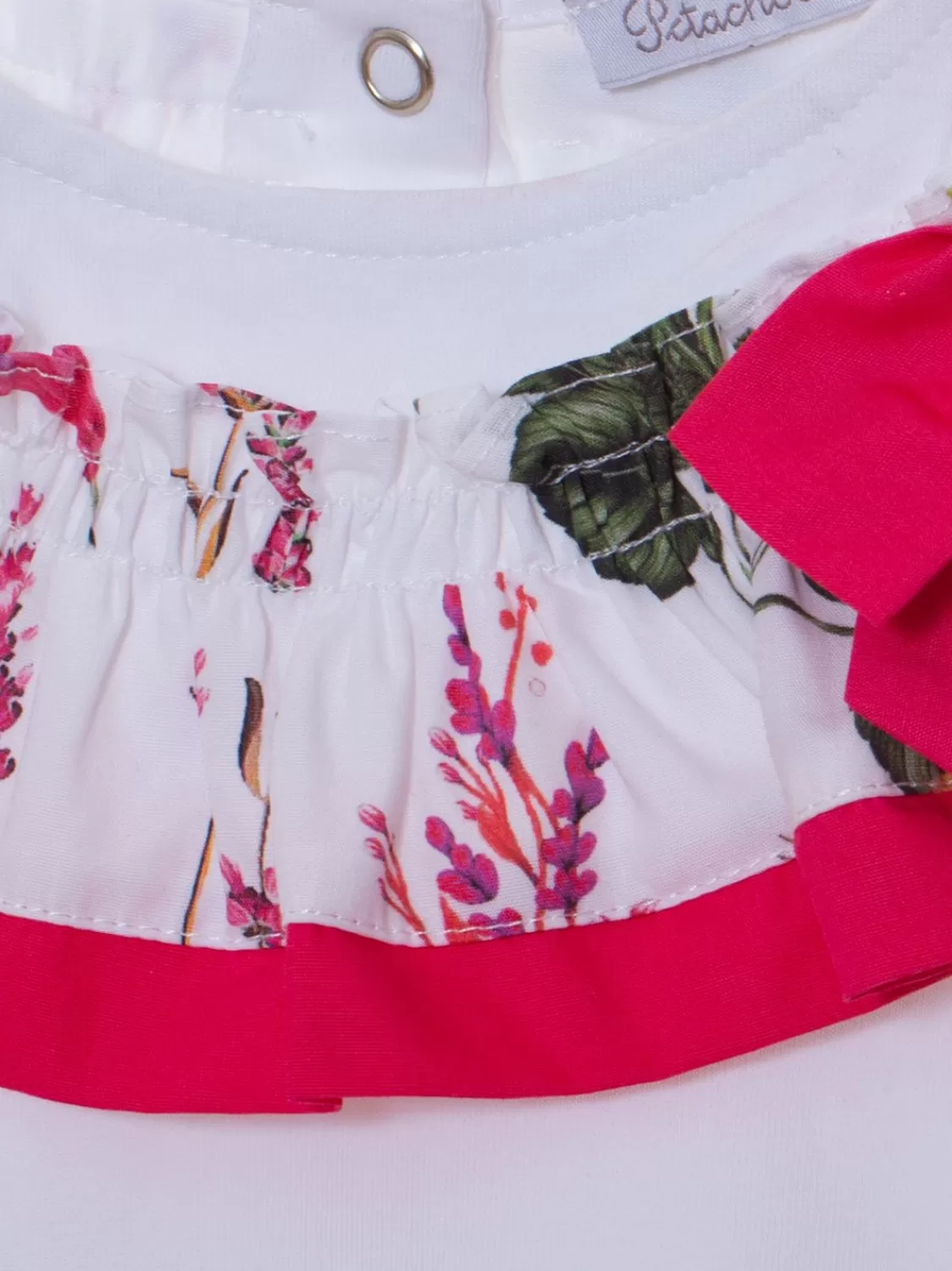 Meisje Patachou Wit T-Shirt Met Kapmouwen Met Botanische Print Voor Kinderen, Meisje