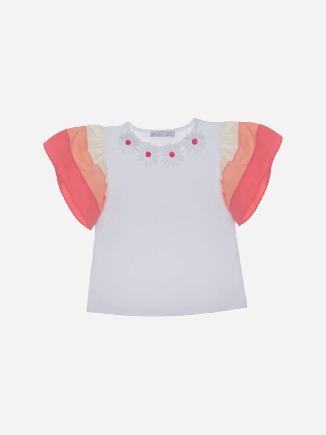 Meisje Patachou Wit T-Shirt Voor Kinderen, Meisje Met Koraalstrepen