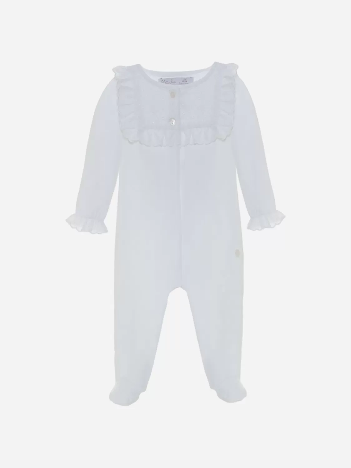 Baby Patachou Witte Babypakje Met Ruches In Jersey
