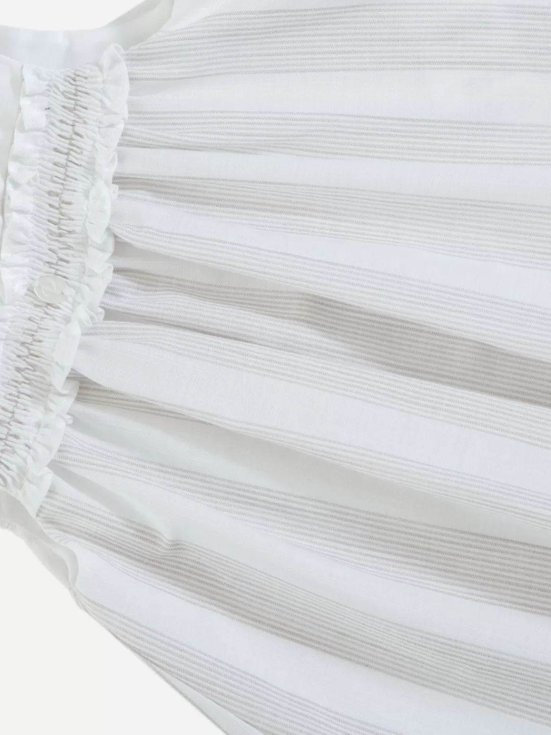 Baby Patachou Witte En Beige Katoenen Jurk Met Strepen En Gesmokte Borst