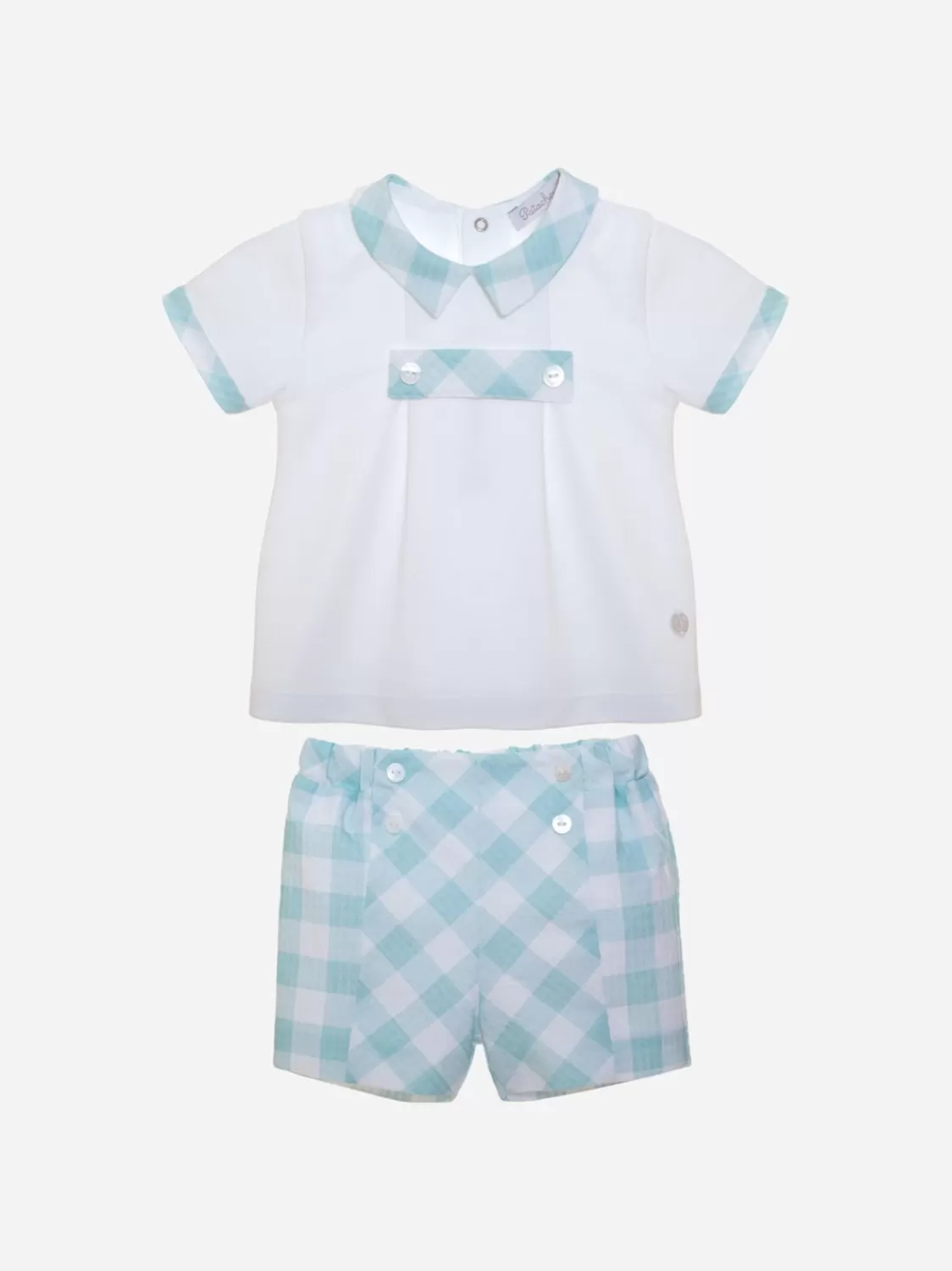 Baby Patachou Witte En Blauwe Geruite Babyjongenset