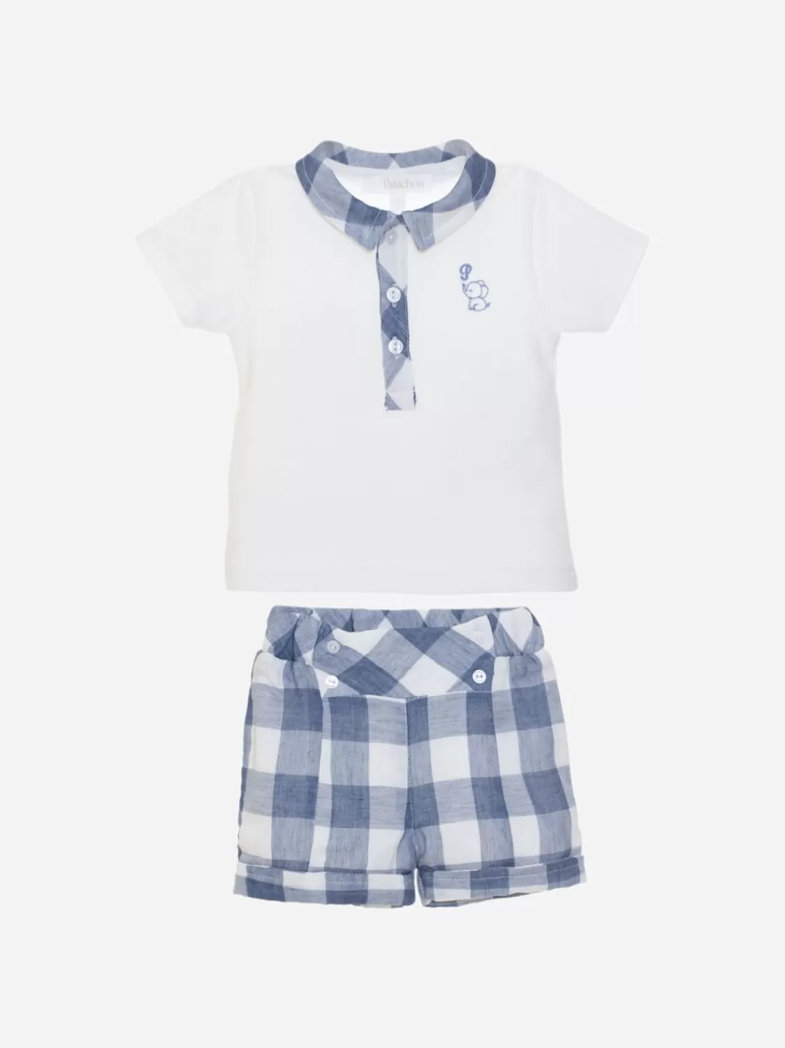 Baby Patachou Witte En Blauwe Ruitjesset