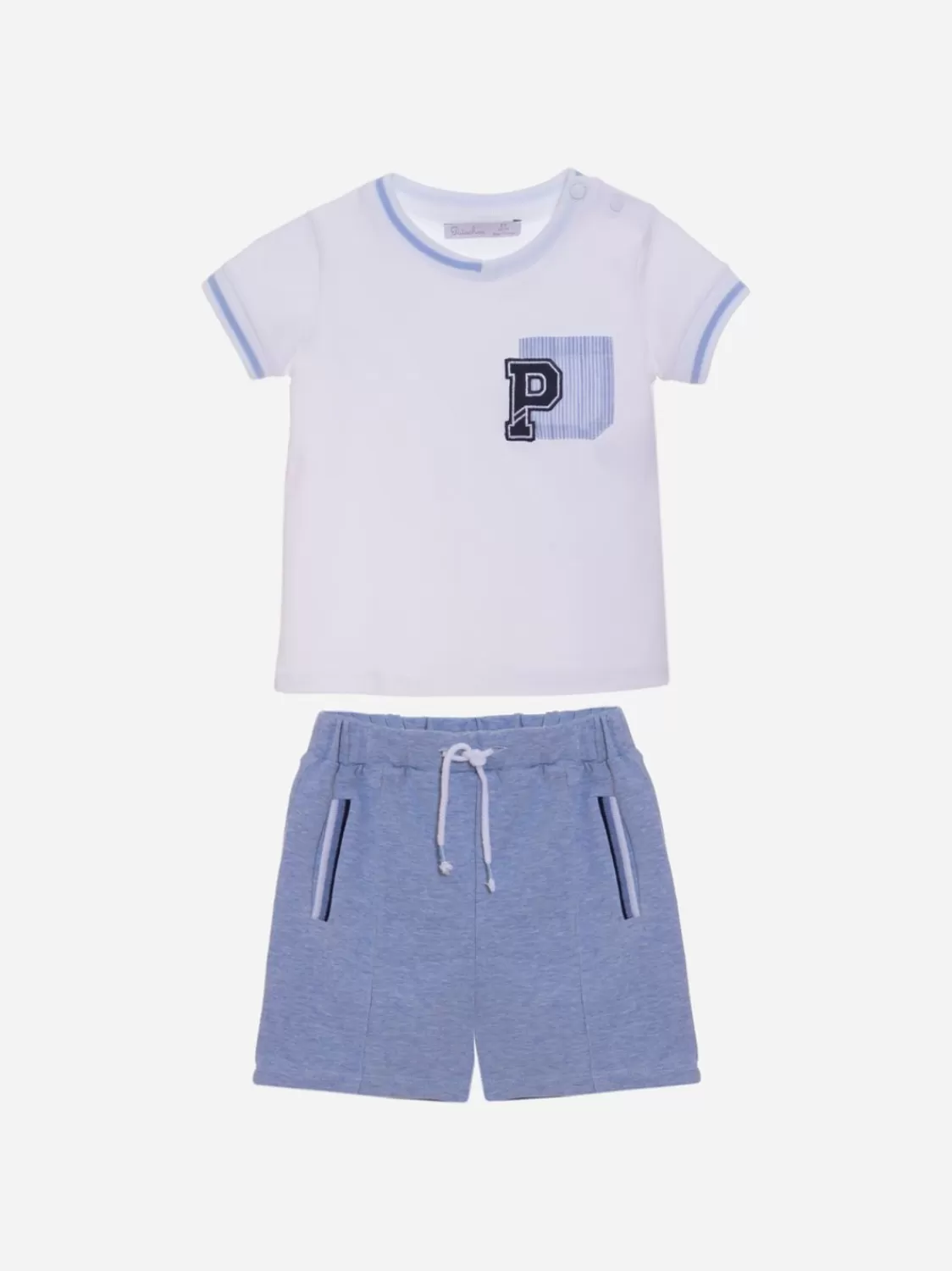 Baby Patachou Witte En Blauwe Shortsset