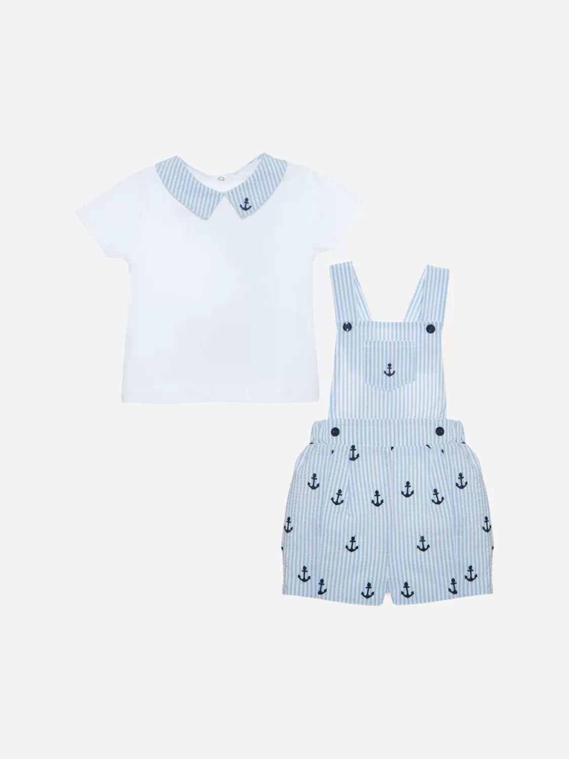 Baby Patachou Witte En Geborduurde Strepenset