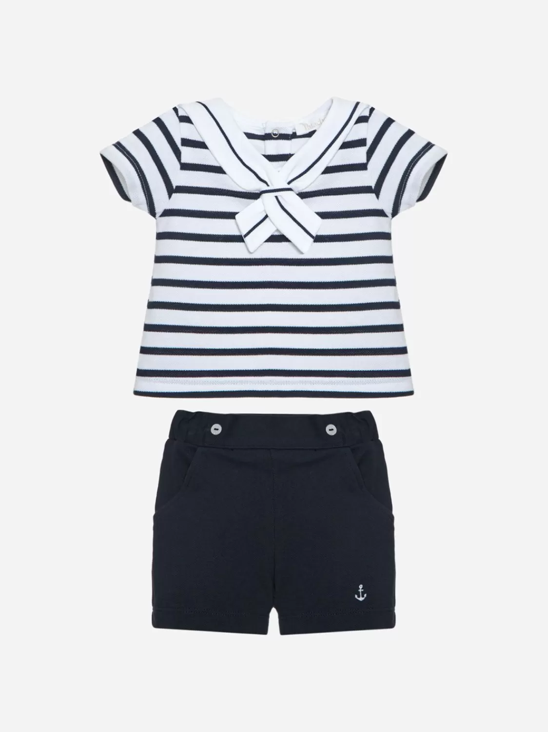 Baby Patachou Witte En Geborduurde Strepenset