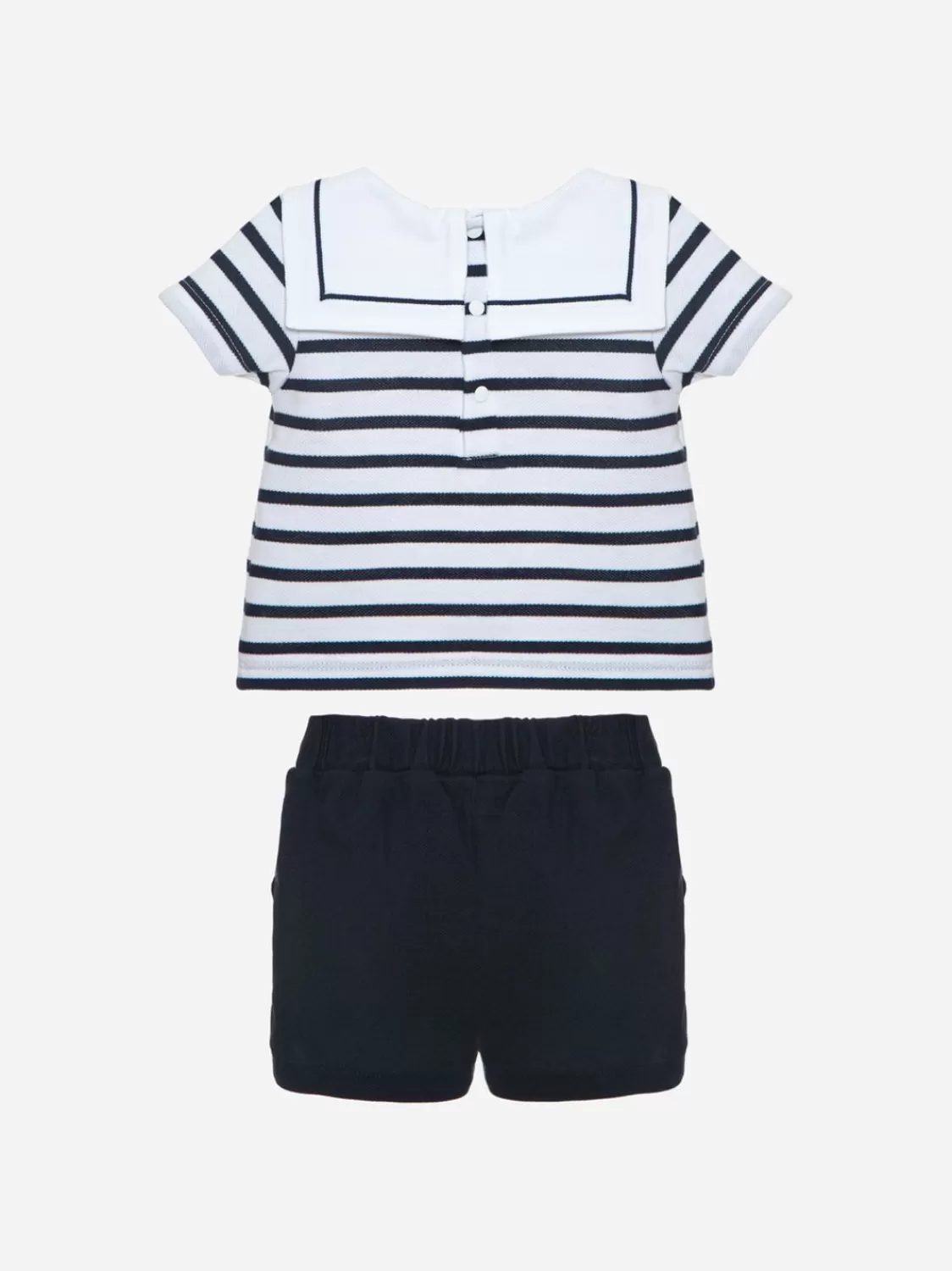 Baby Patachou Witte En Geborduurde Strepenset