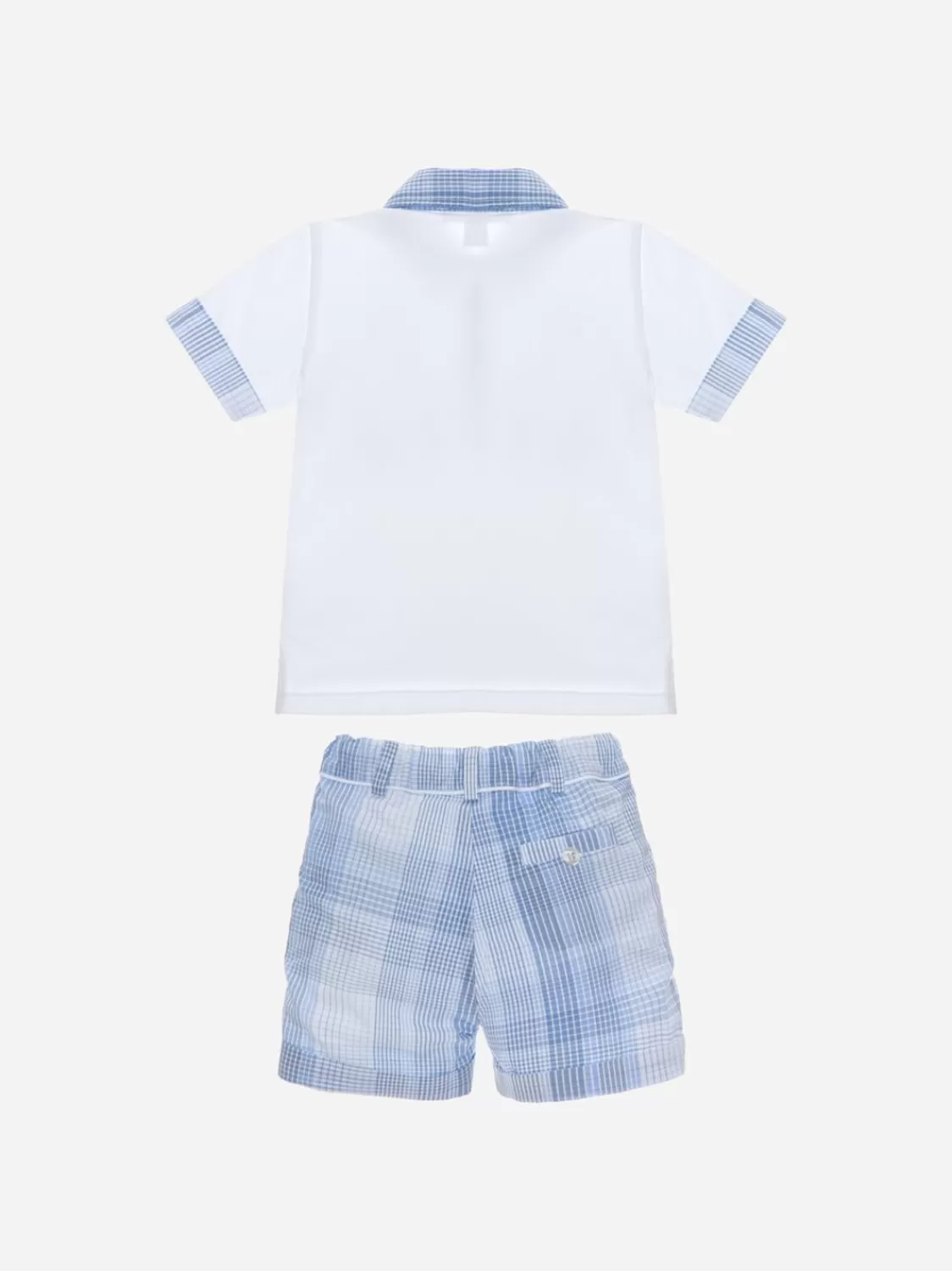 Baby Patachou Witte En Lichtblauwe Geruite Set