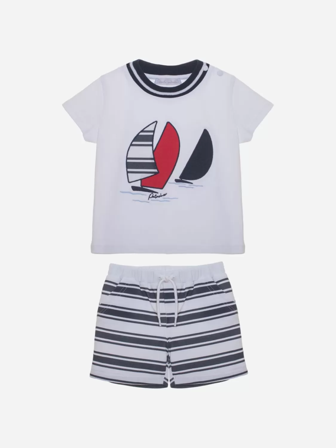 Baby Patachou Witte En Marineblauwe Jongensset