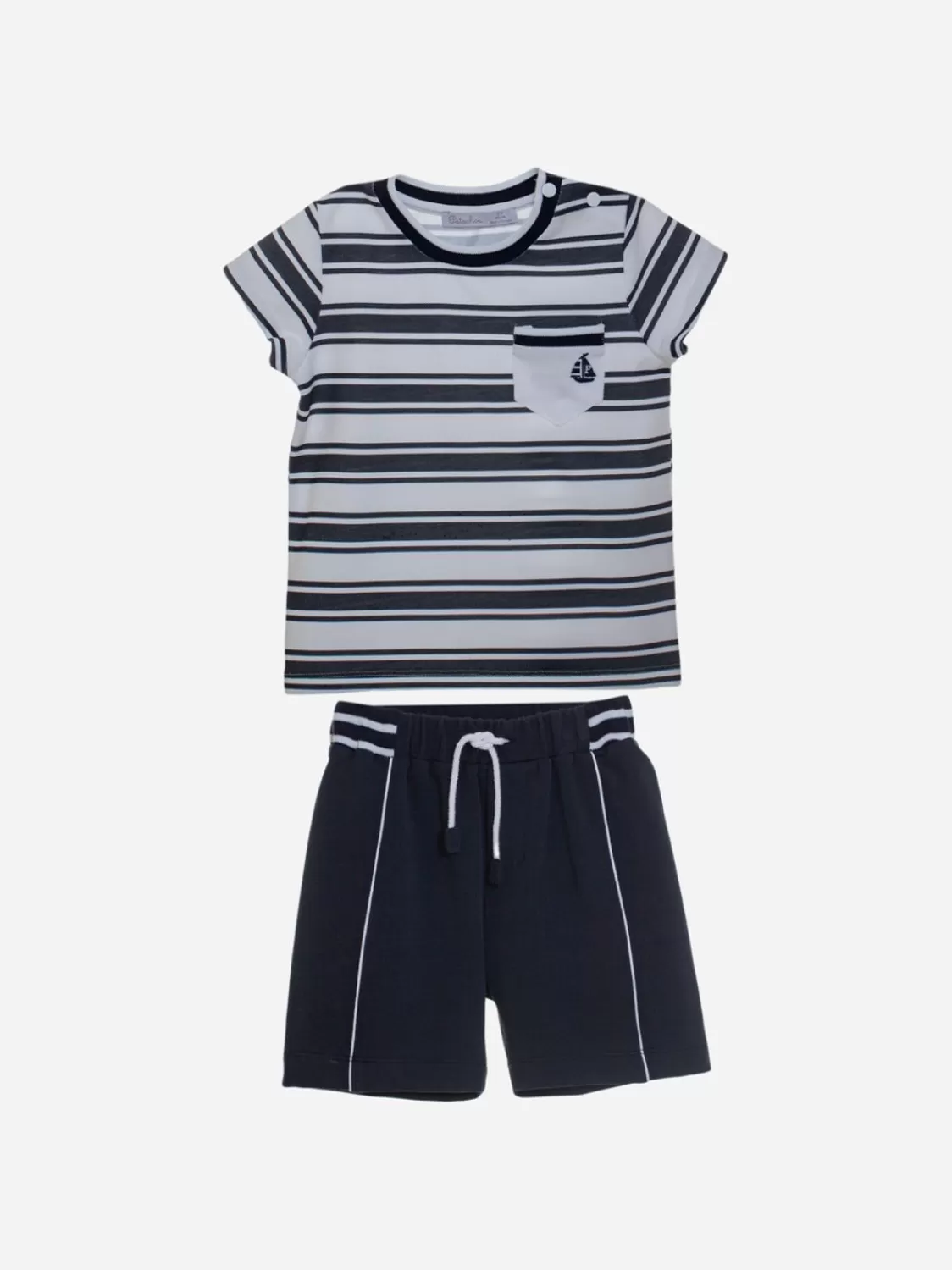 Baby Patachou Witte En Marineblauwe Jongensset