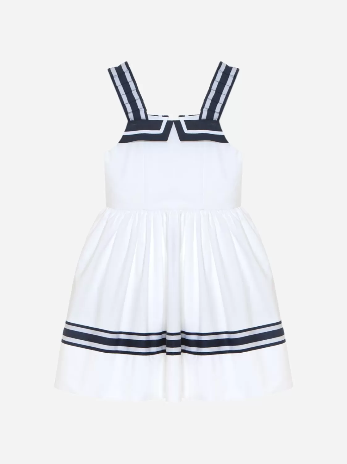 Meisje Patachou Witte En Marineblauwe Strapless Jurk Voor Meisjes
