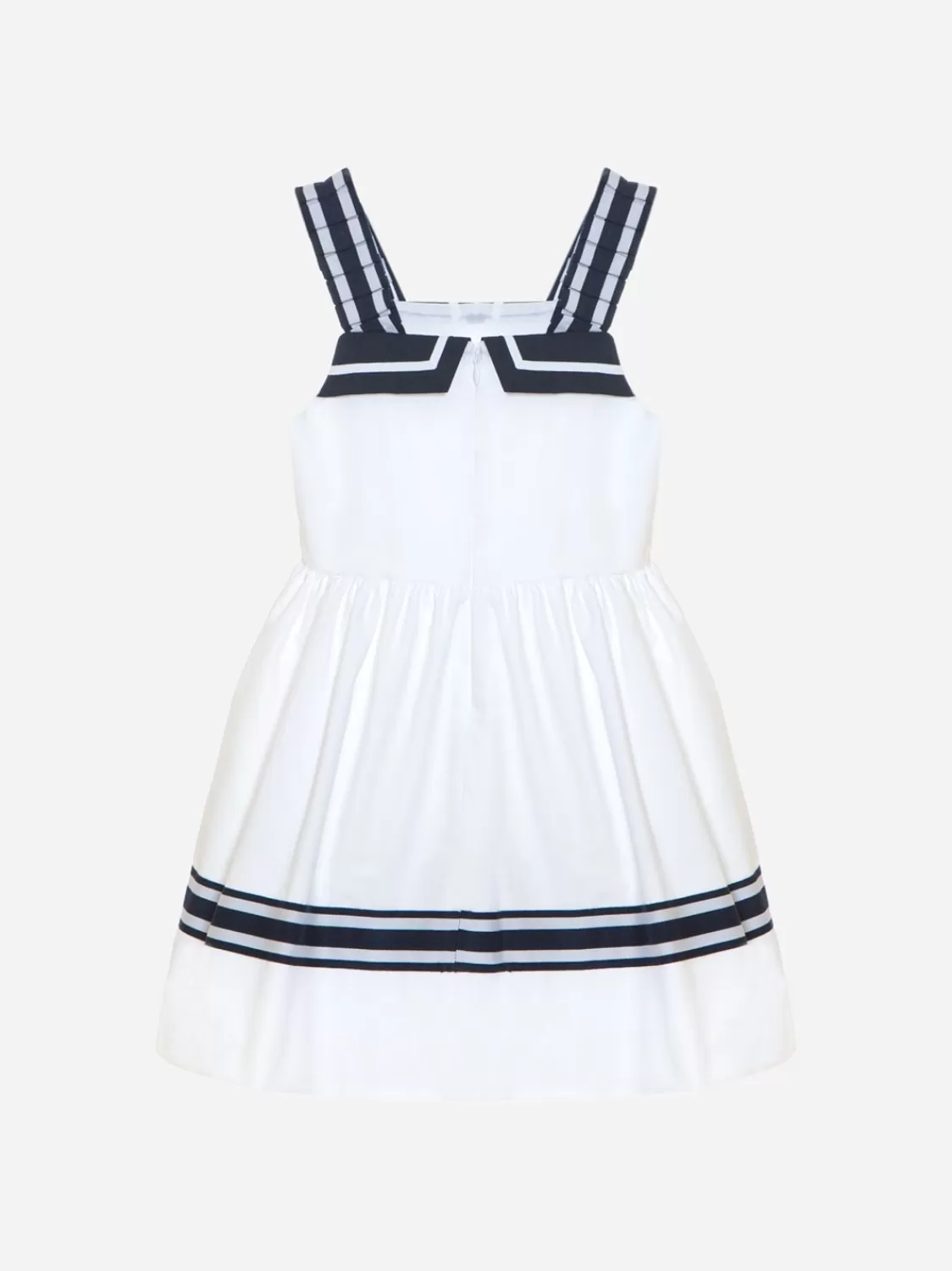 Meisje Patachou Witte En Marineblauwe Strapless Jurk Voor Meisjes