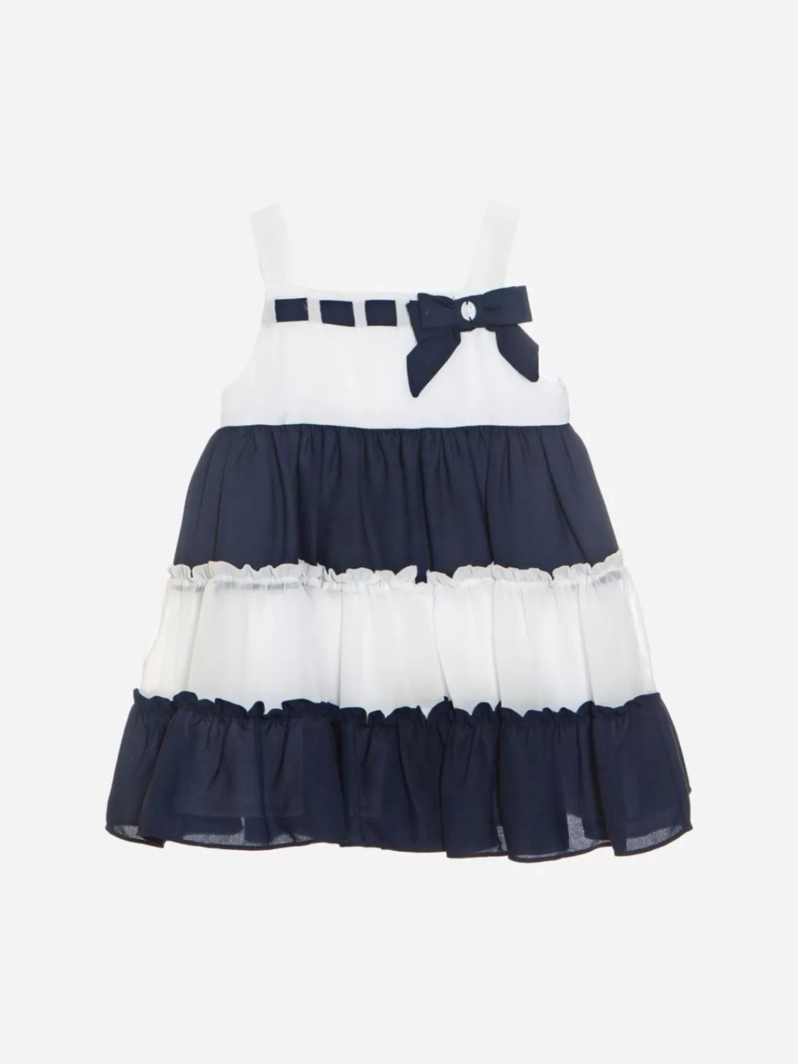 Baby Patachou Witte En Maritieme Jurk Gemaakt Van Chiffon